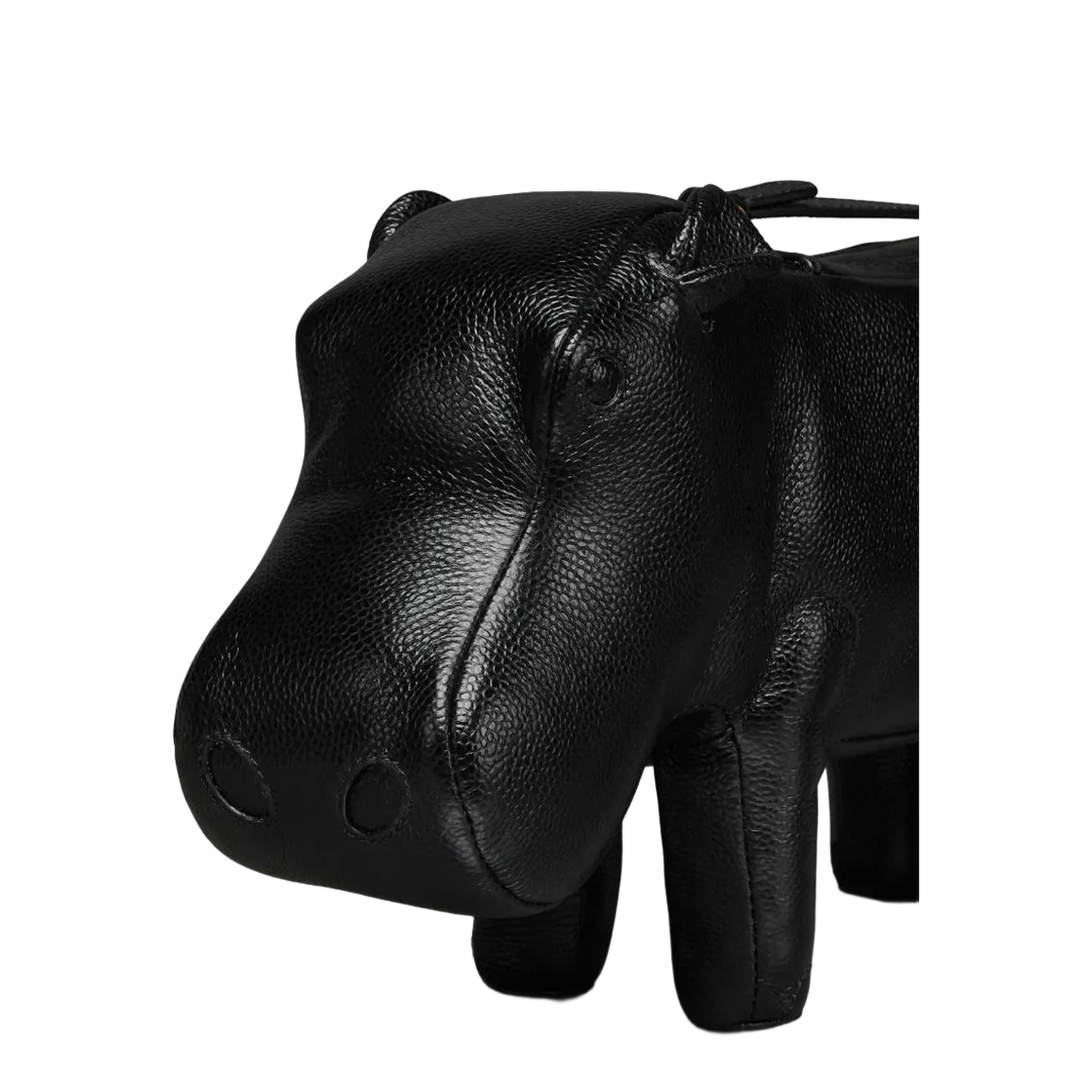 Small Calf Full Grain Pebble Leather Bag - Black - Image 5