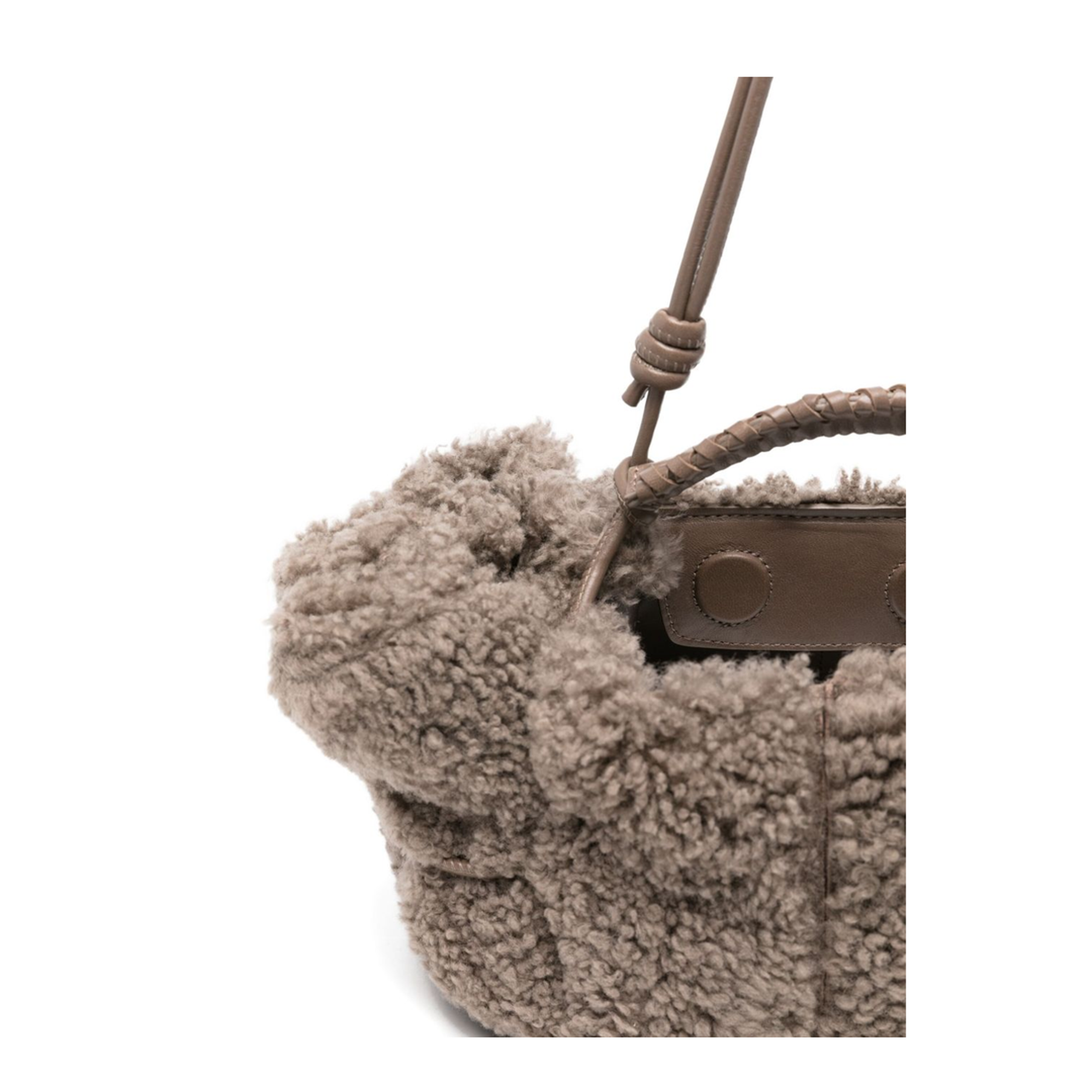 Arta Mini Leather & Shearling Tote - Dusty Grey - Image 4