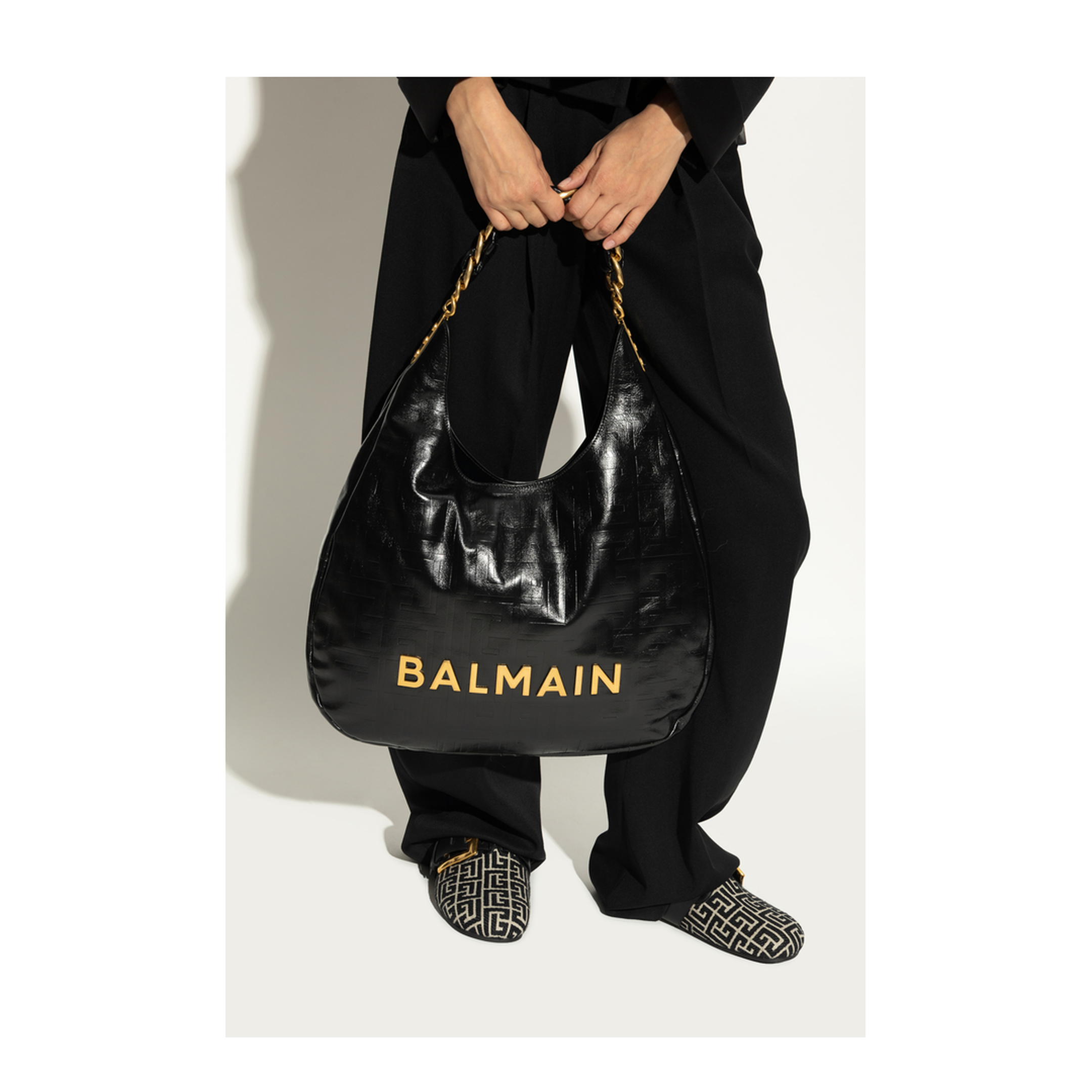 1945 Soft Hobo Crinkled Leather Tote Bag with Monogram - Image 2