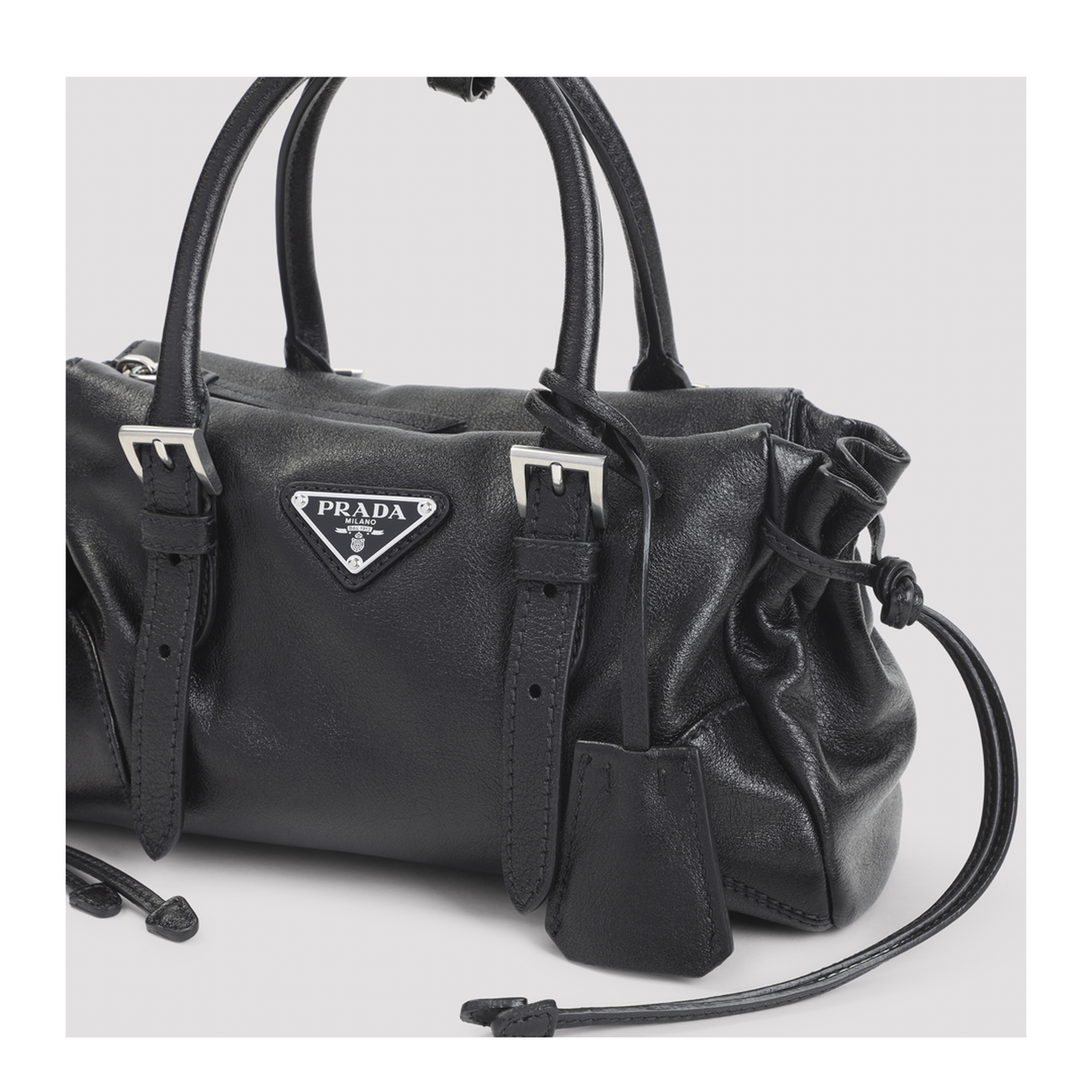 Small Calfskin Top-handle Bag - Black - Image 5
