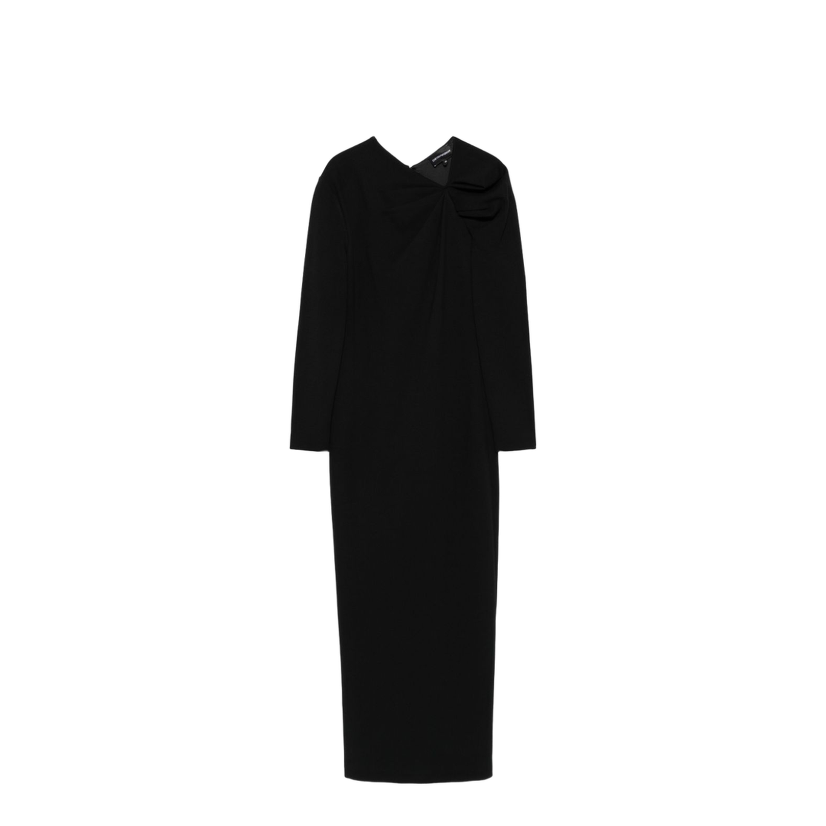 Long Dress with Gathering Detail in Stretch Milano Stitch - Image 1