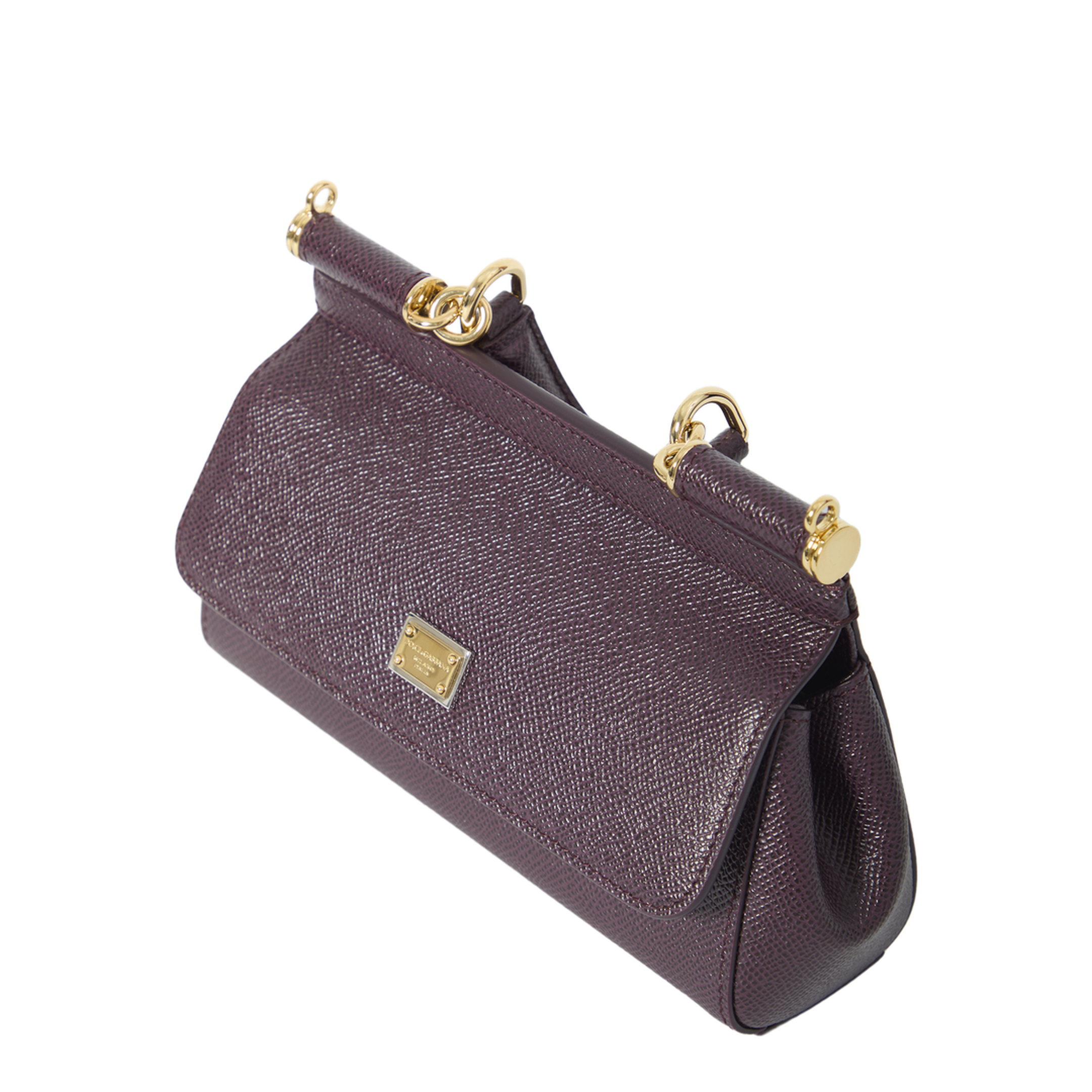 Sicily Mini Dauphine Calfskin Top-Handle Bag - Burgundy - Image 4