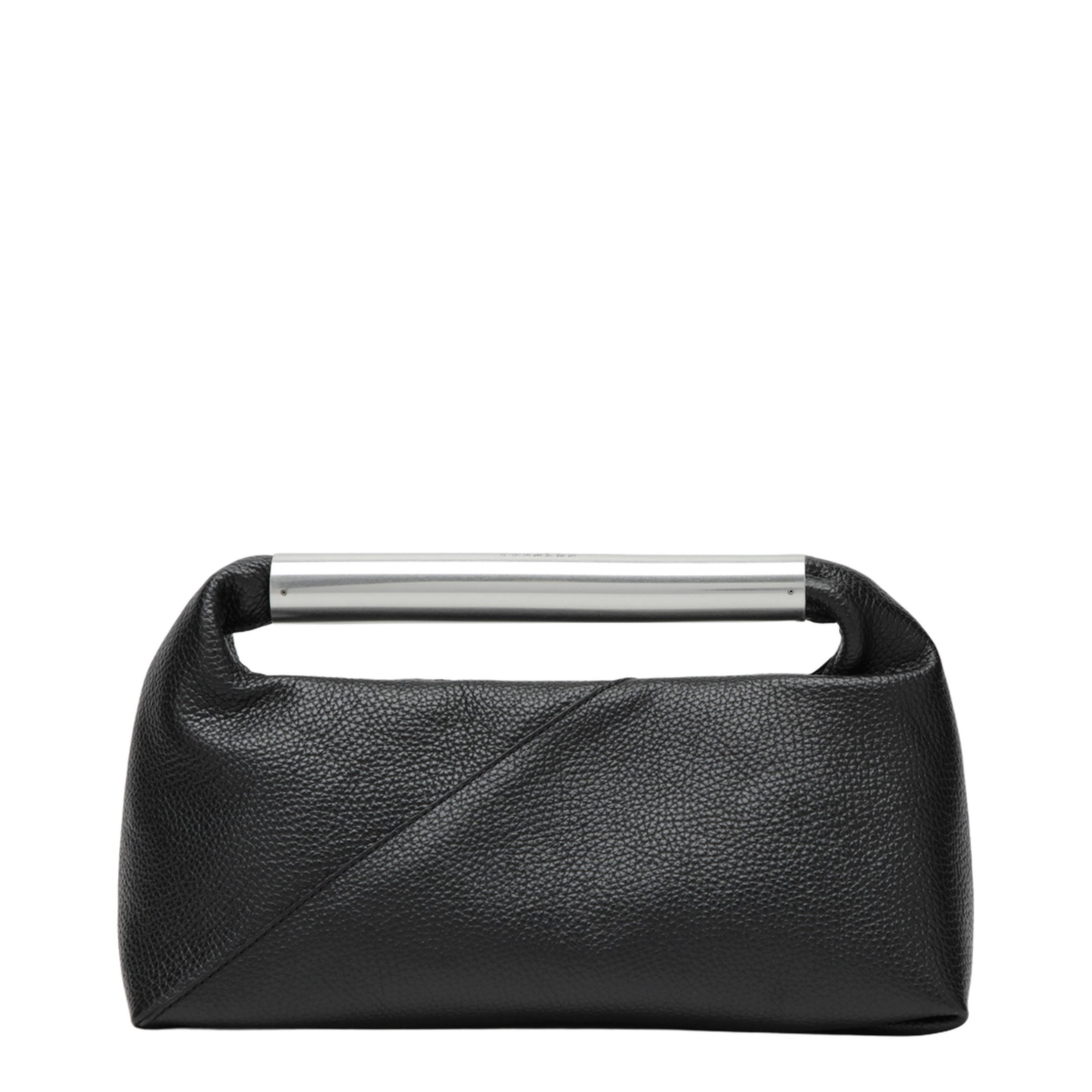Japanese Jewel Handle Handbag In Grained Calf Leather, Black - Image 1