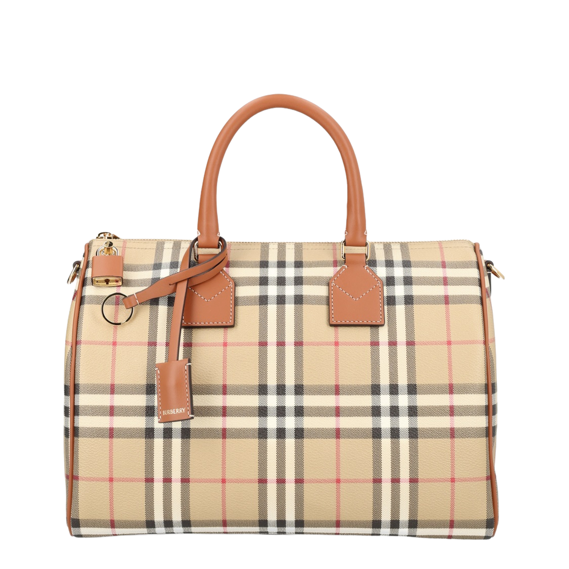 Check Medium Bowling Bag - Beige - Image 1