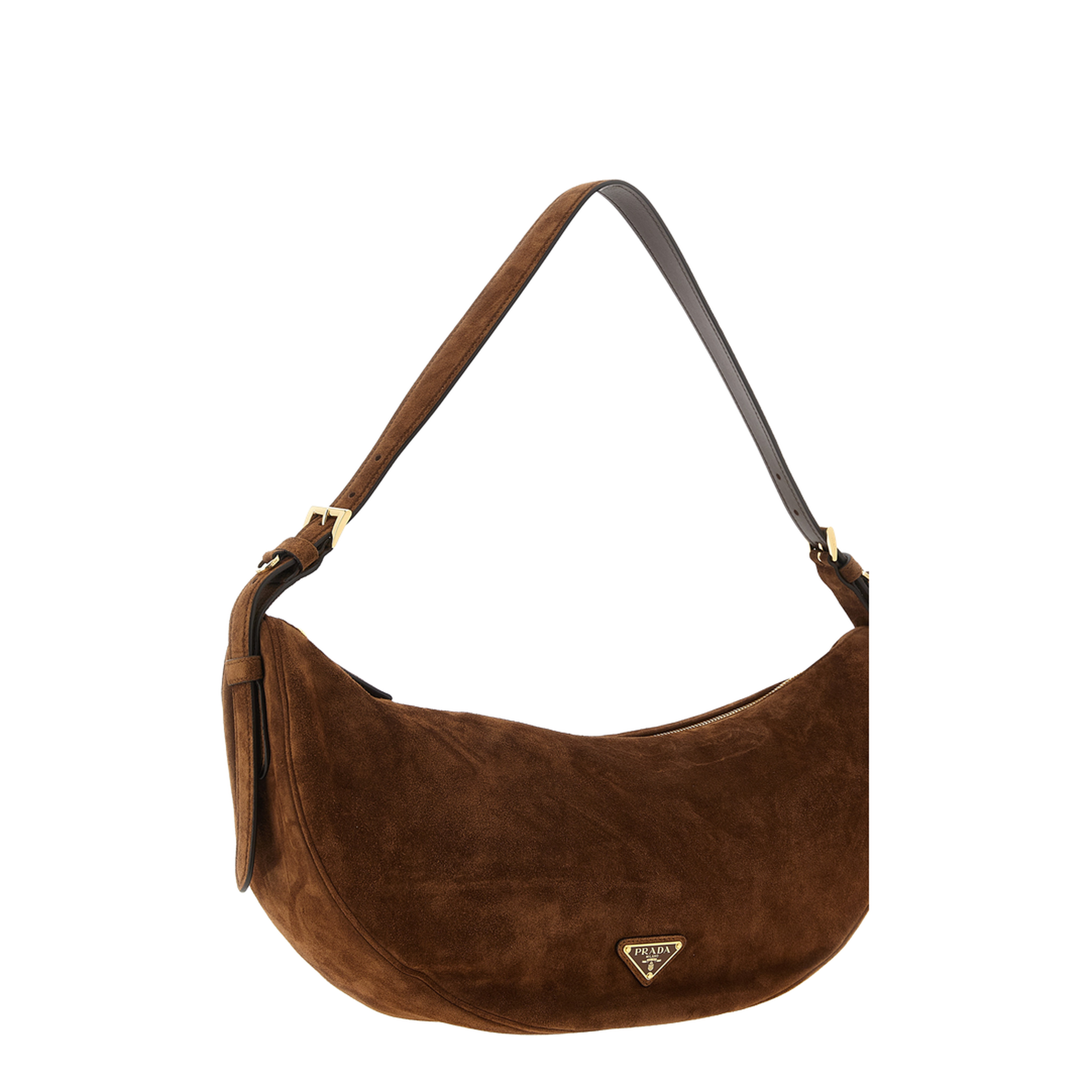 Small Suede Leather Shoulder Bag - Brown - Image 4
