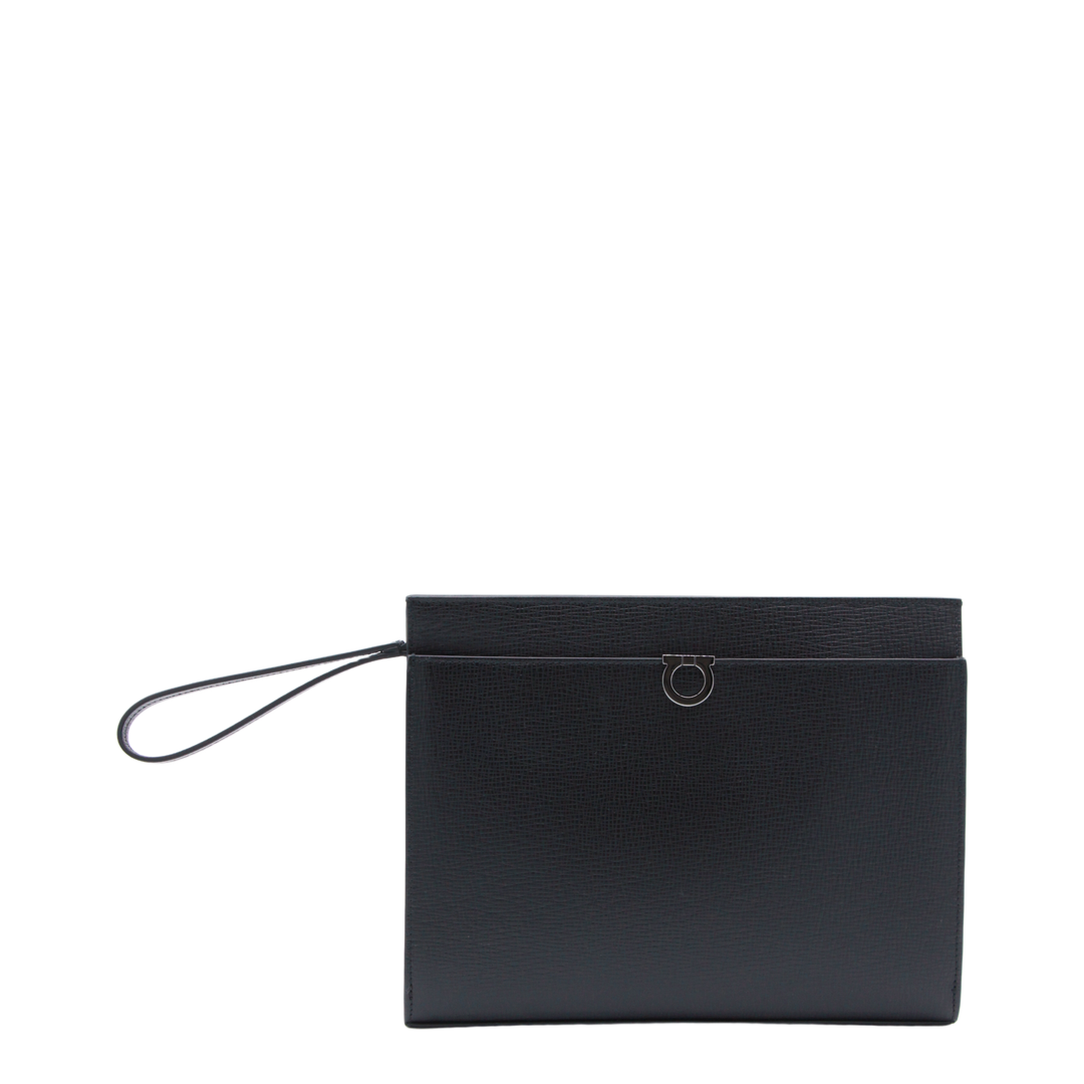 Gancini Hammered Calfskin Pouch - Nero - Image 2