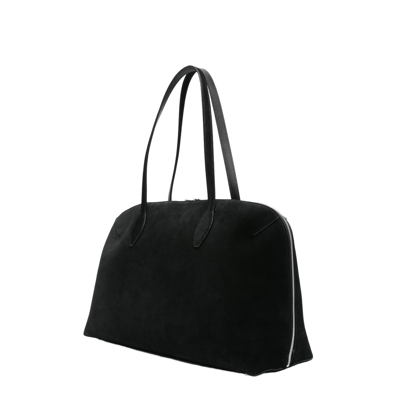 Suede Leather Tote Bag in Black - Image 4