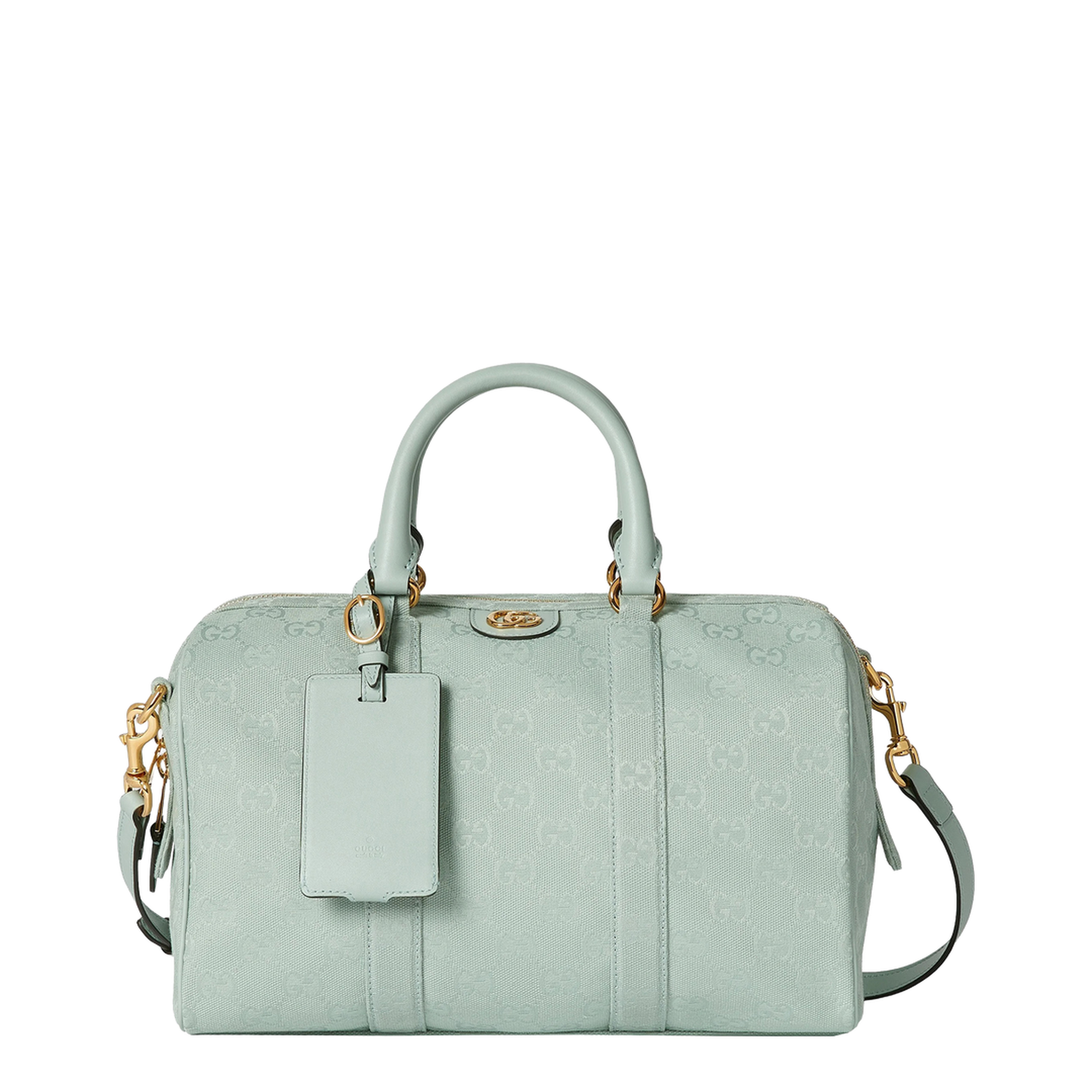 Ophidia Medium GG Canvas Boston Bag - Icy Blue - Image 1