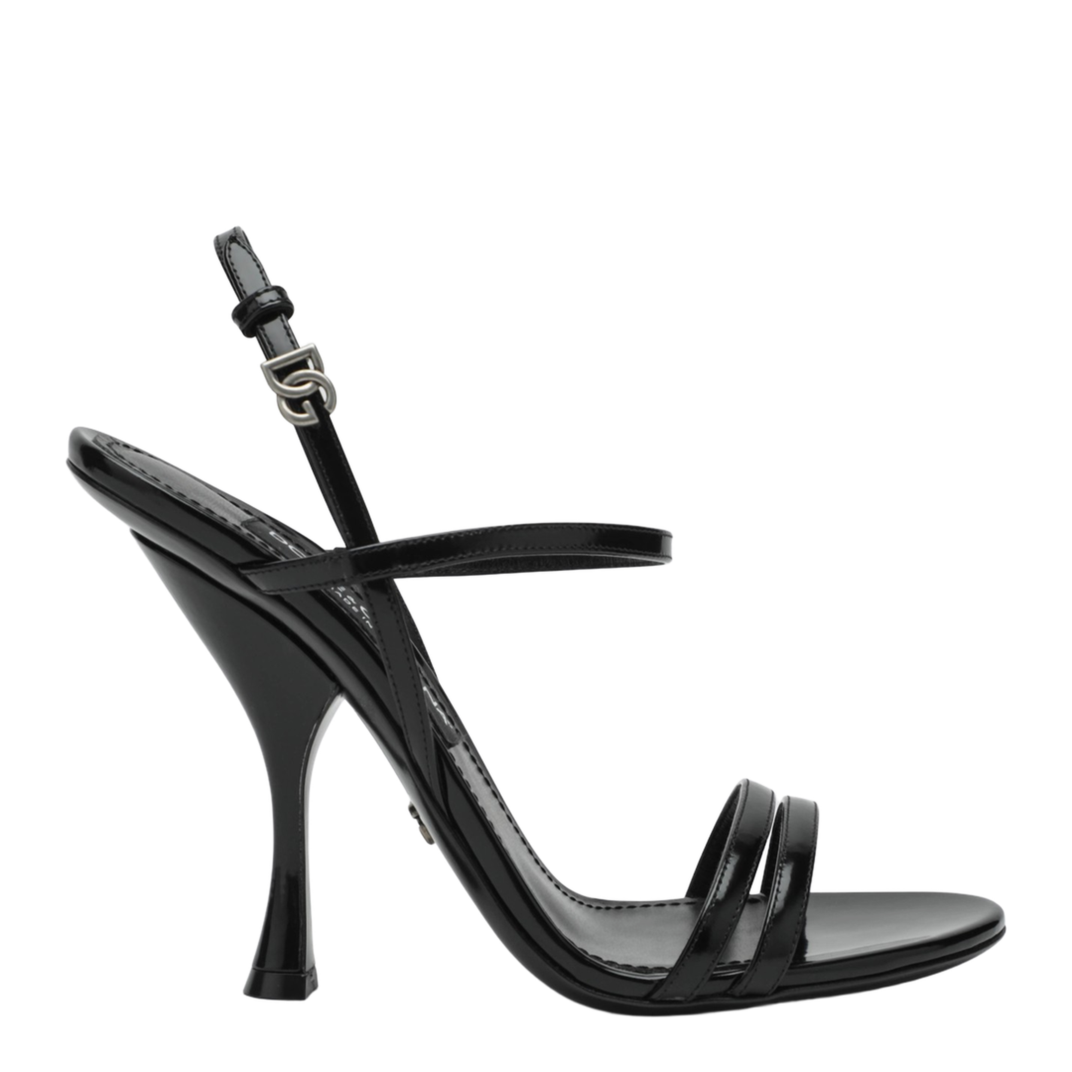 Polished Calfskin Sandals in Black - Image 1