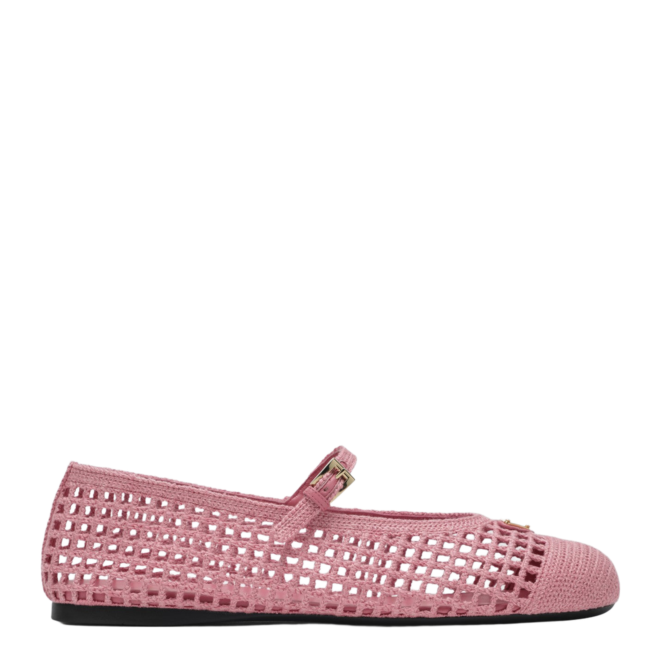 Begonia-colored Crochet Knit Ballet Flats - Image 1