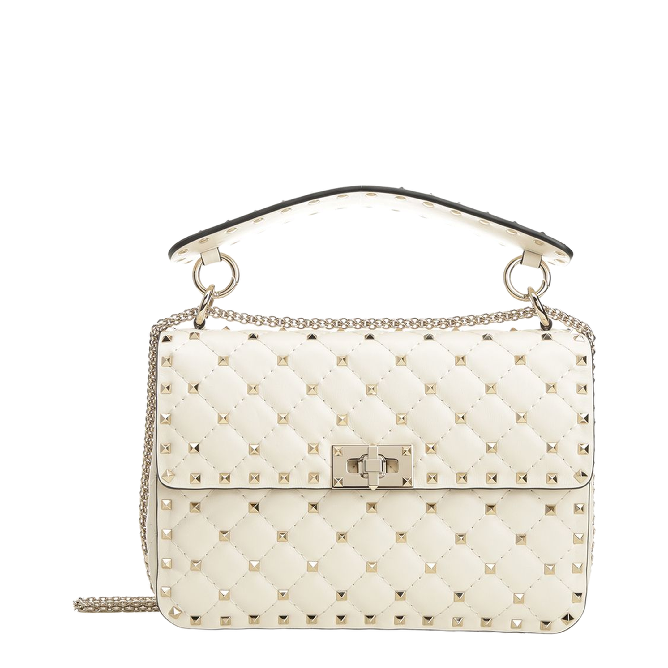 Ivory Nappa Leather Medium Rockstud Spike Handbag - Image 4