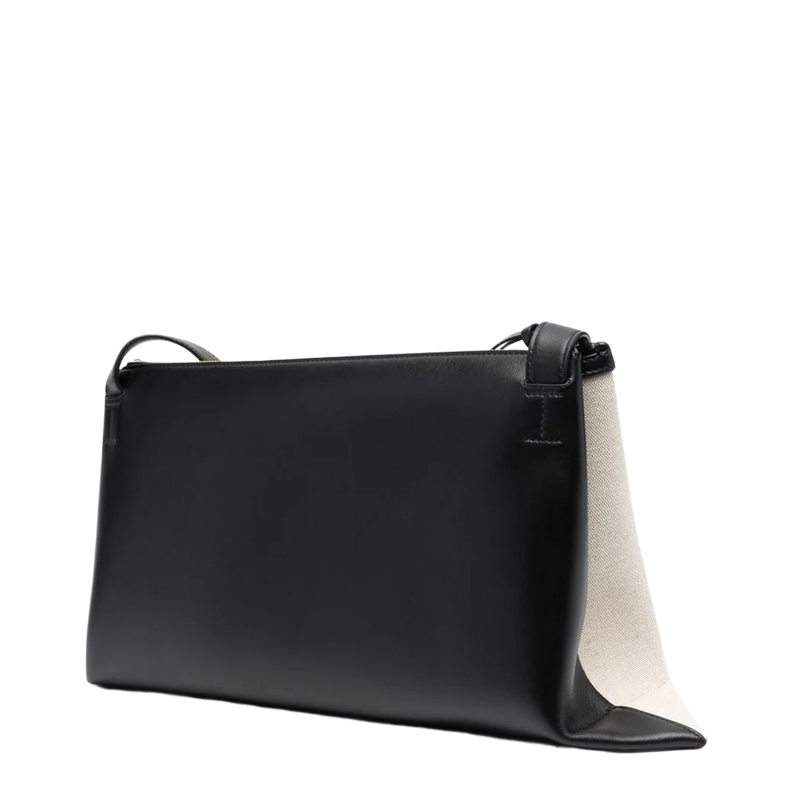 Two-Tone Canvas and Leather Medium Empire Shoulder Bag - Image 4