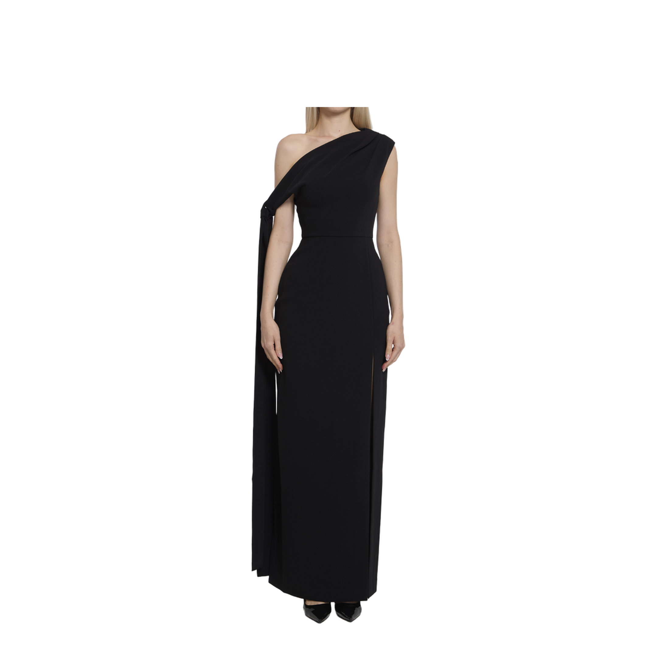 Black Side Split Sleeveless Maxi Length Dress - Image 1