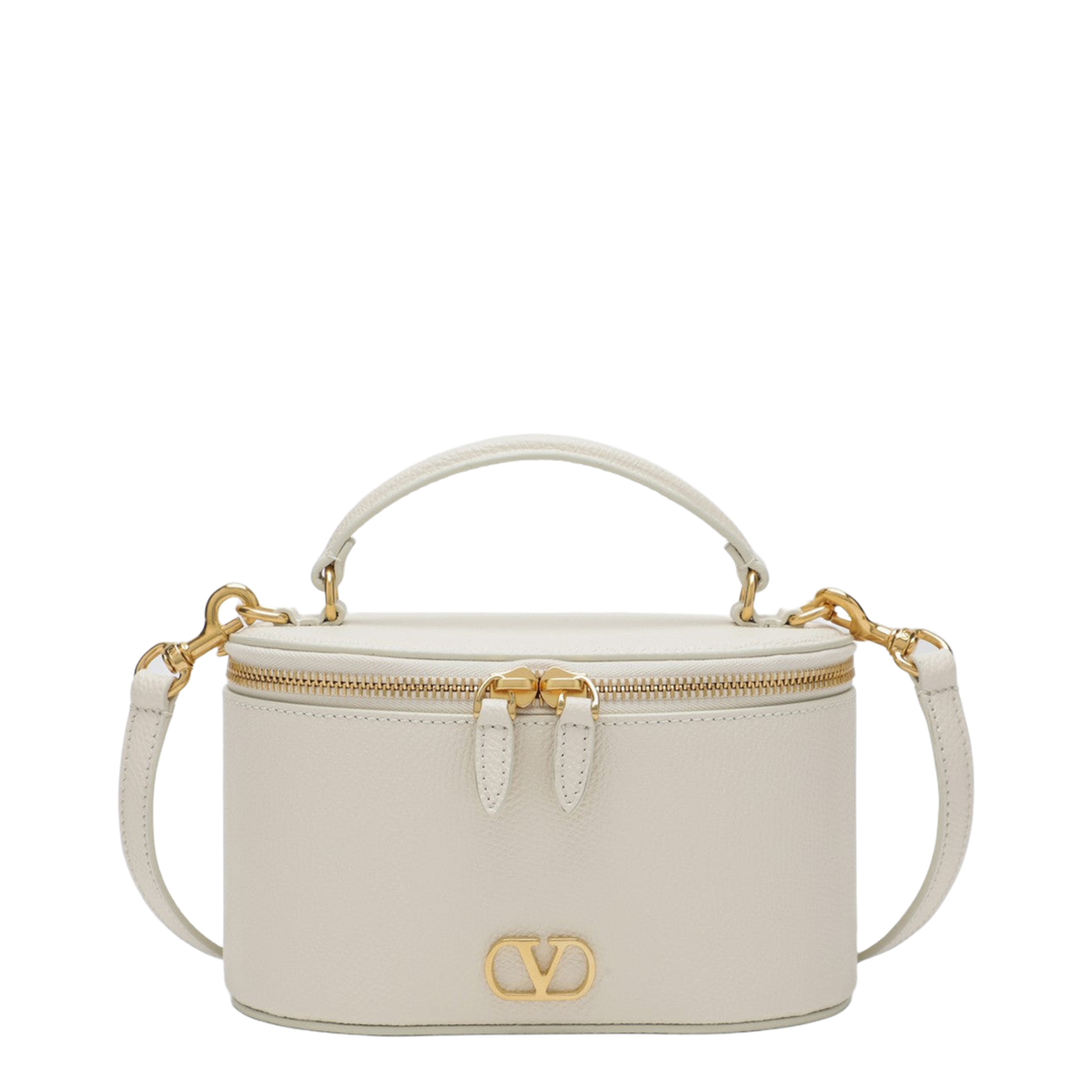 Vlogo Signature Mini Vanity Bag in Ivory Grained Calfskin - Image 1