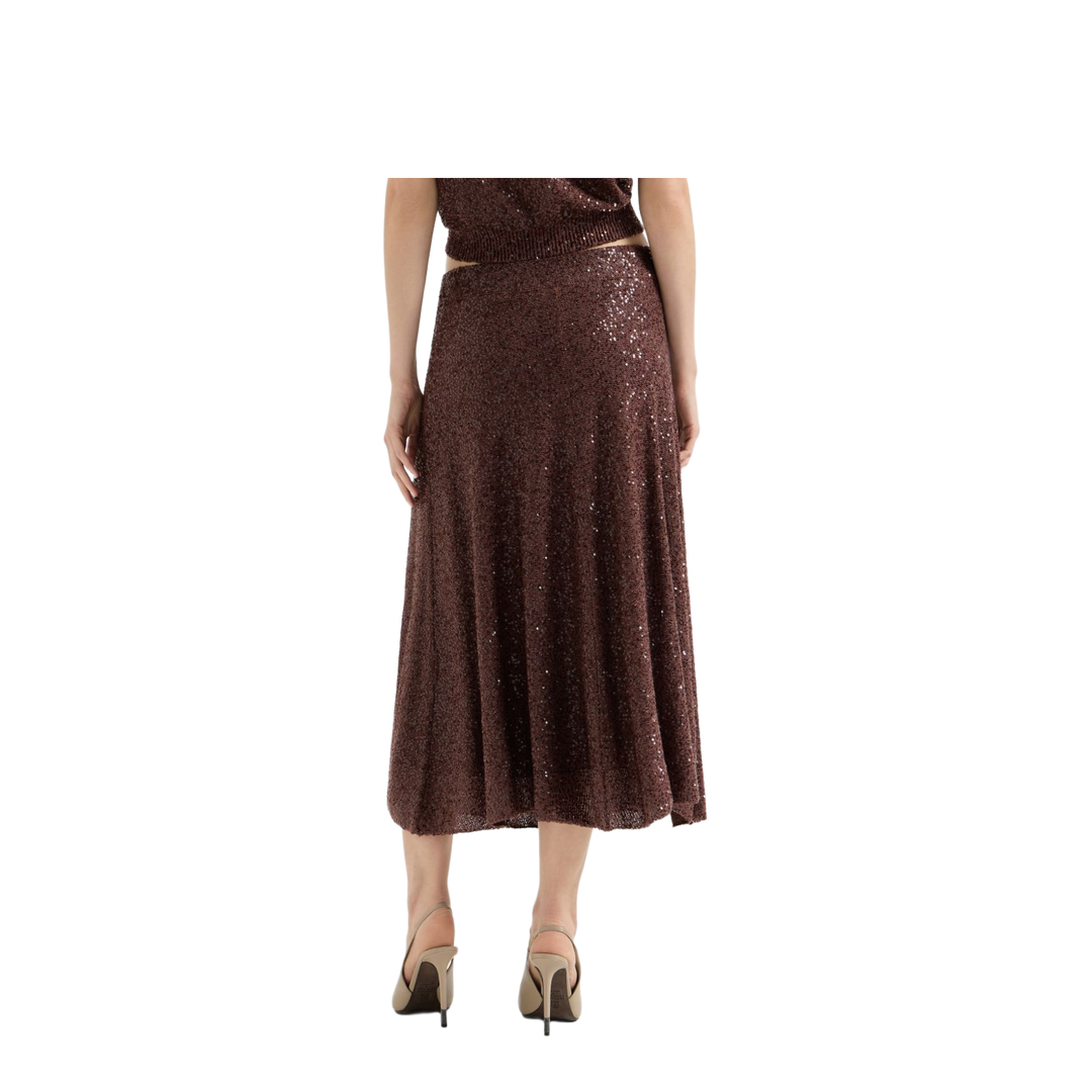 Mid Length A Line Skirt - Brown - Image 4