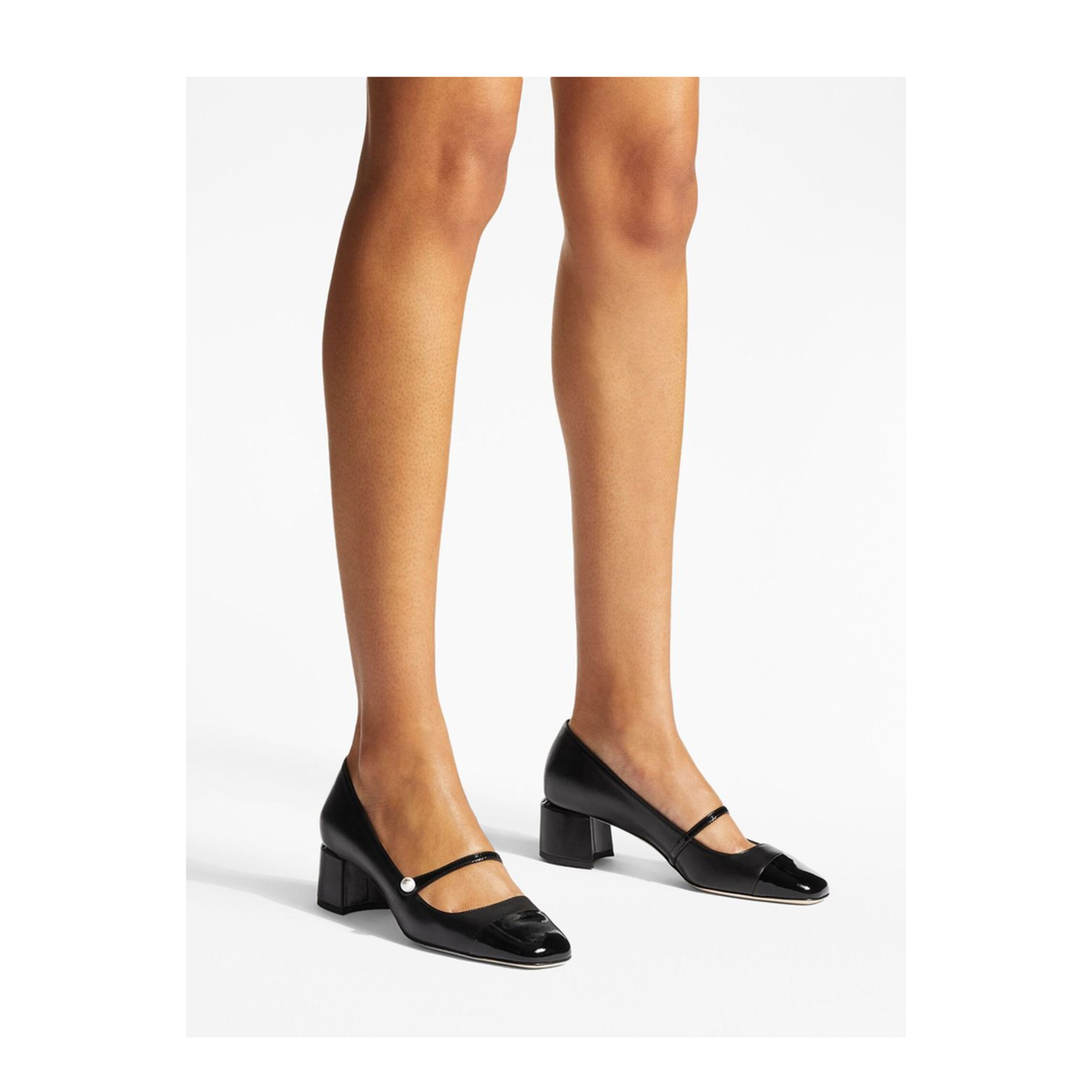 Black Nappa and Patent Leather Pumps - Image 2