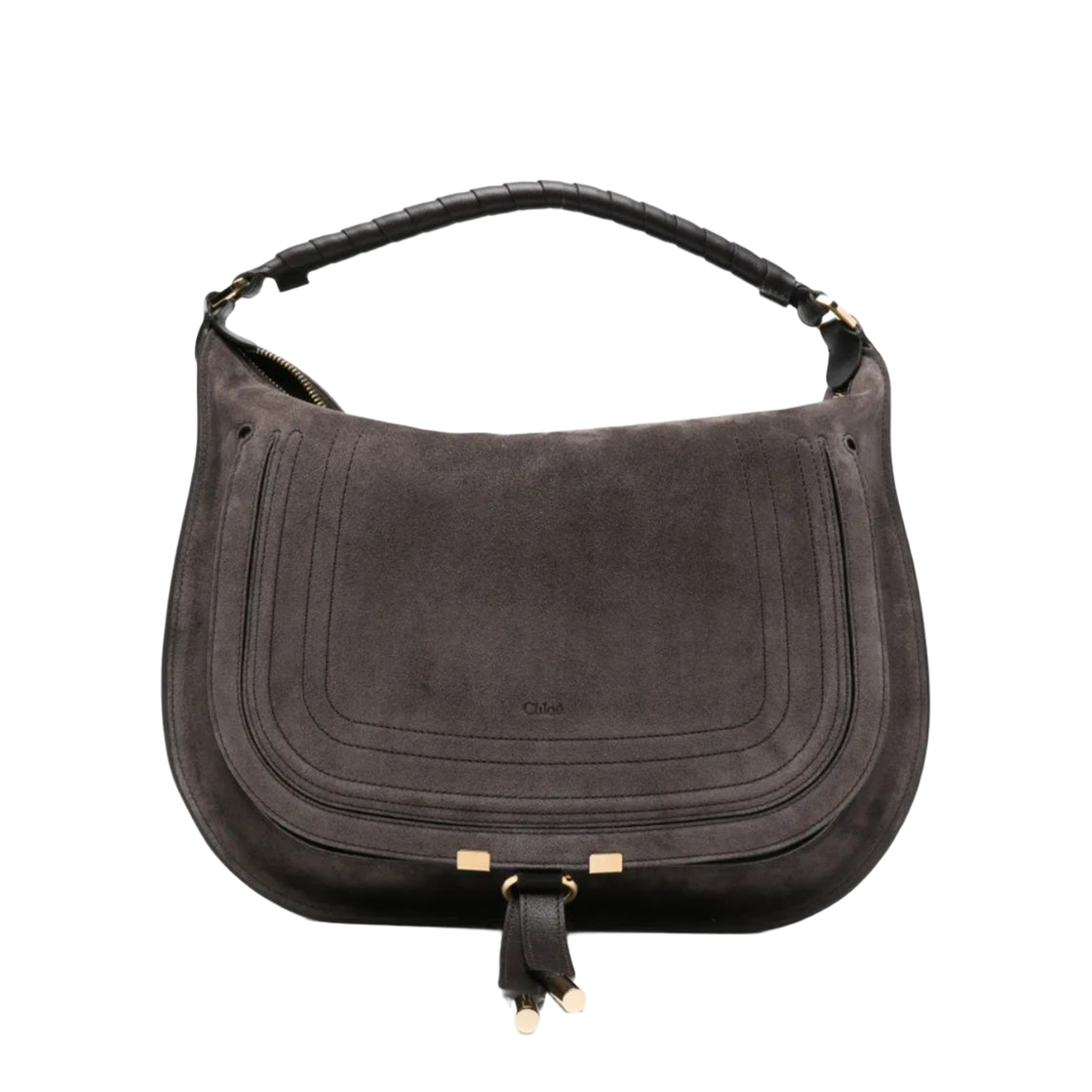 Marcie Suede Calfskin Shoulder Bag - Kohl Brown - Image 1