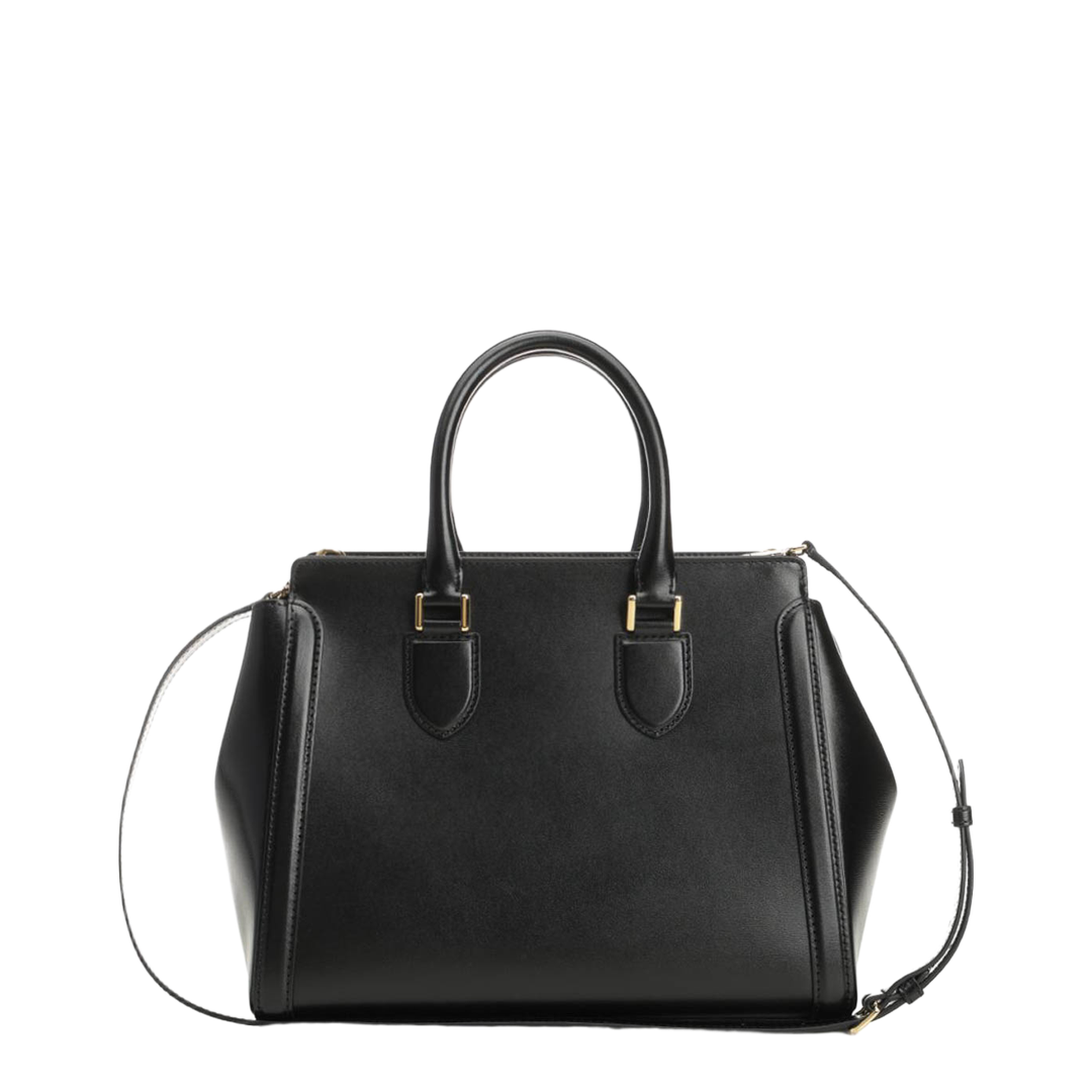 Birdee Large Calf Leather Bag - Black/Gold - Image 3