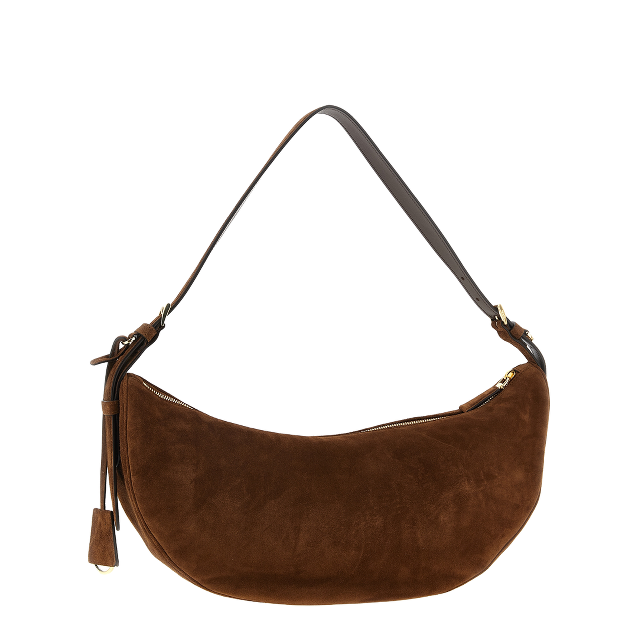 Small Suede Leather Shoulder Bag - Brown - Image 3