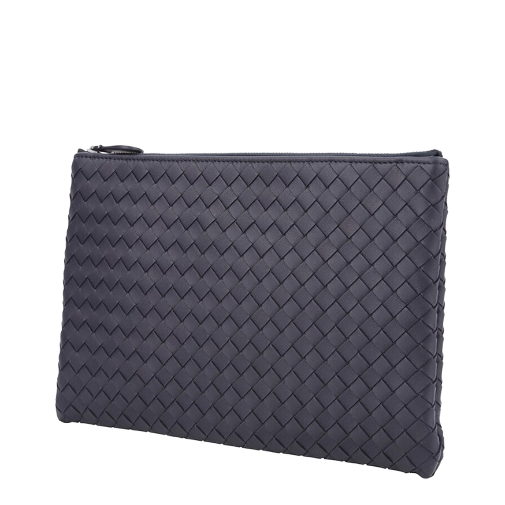 Intrecciato Leather Clutch Bags - Navy Blue - Image 2
