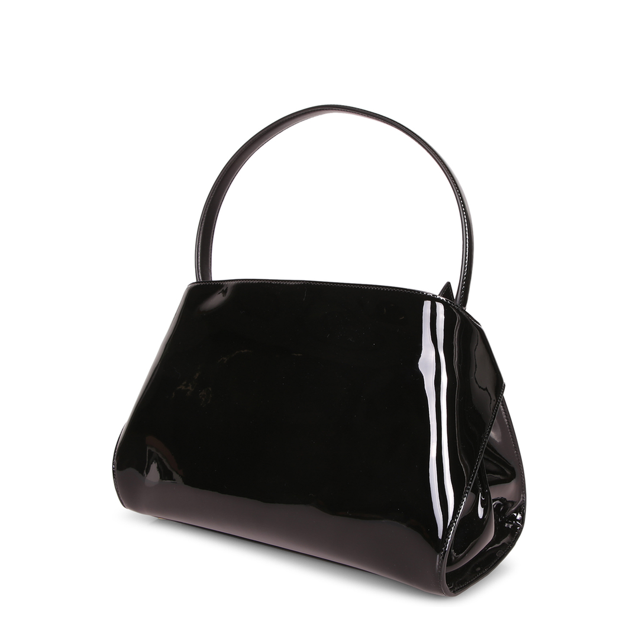 Hug Medium Calfskin Patent Shoulder Bag - Black - Image 2