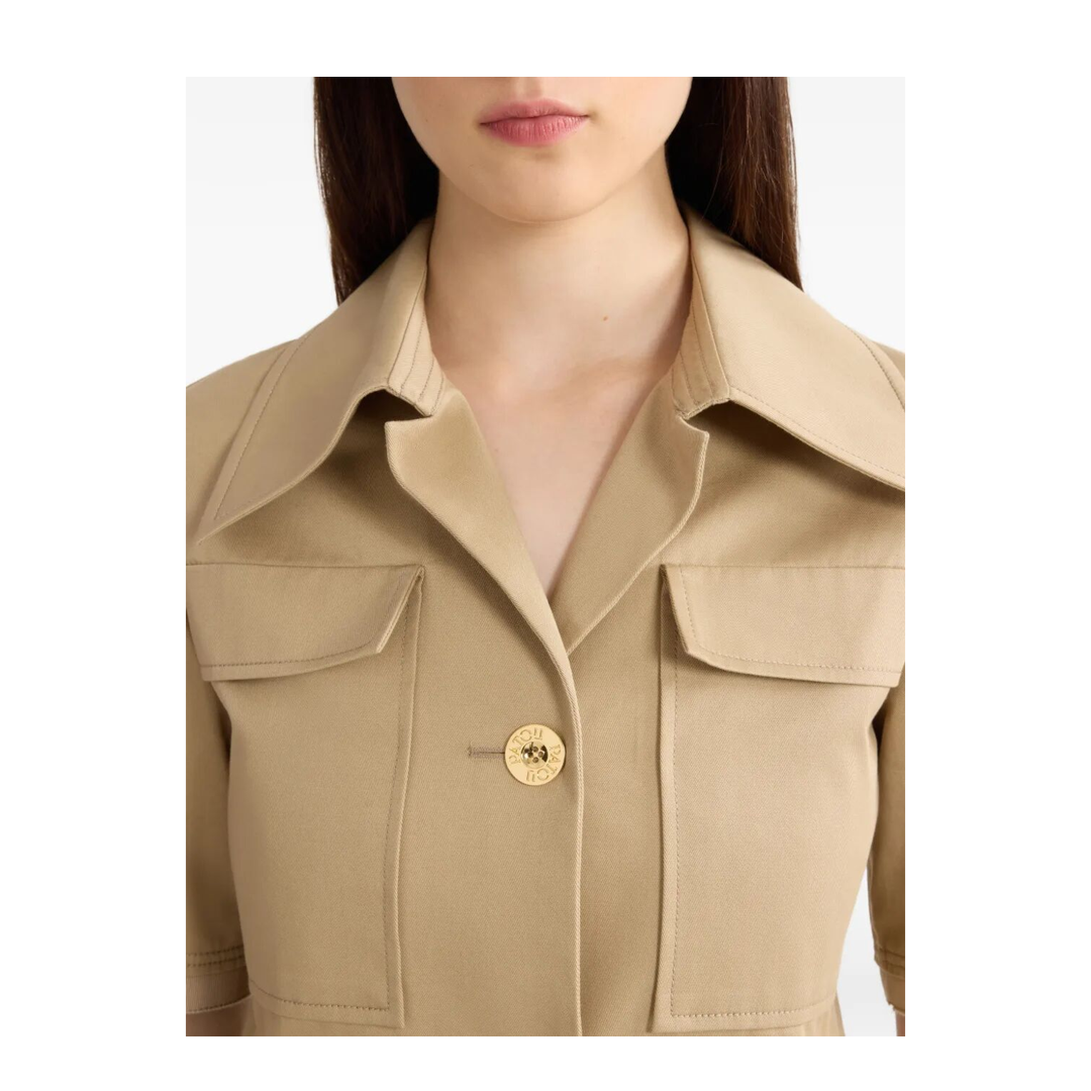 Short-Sleeved Cotton Cropped Jacket - Image 2