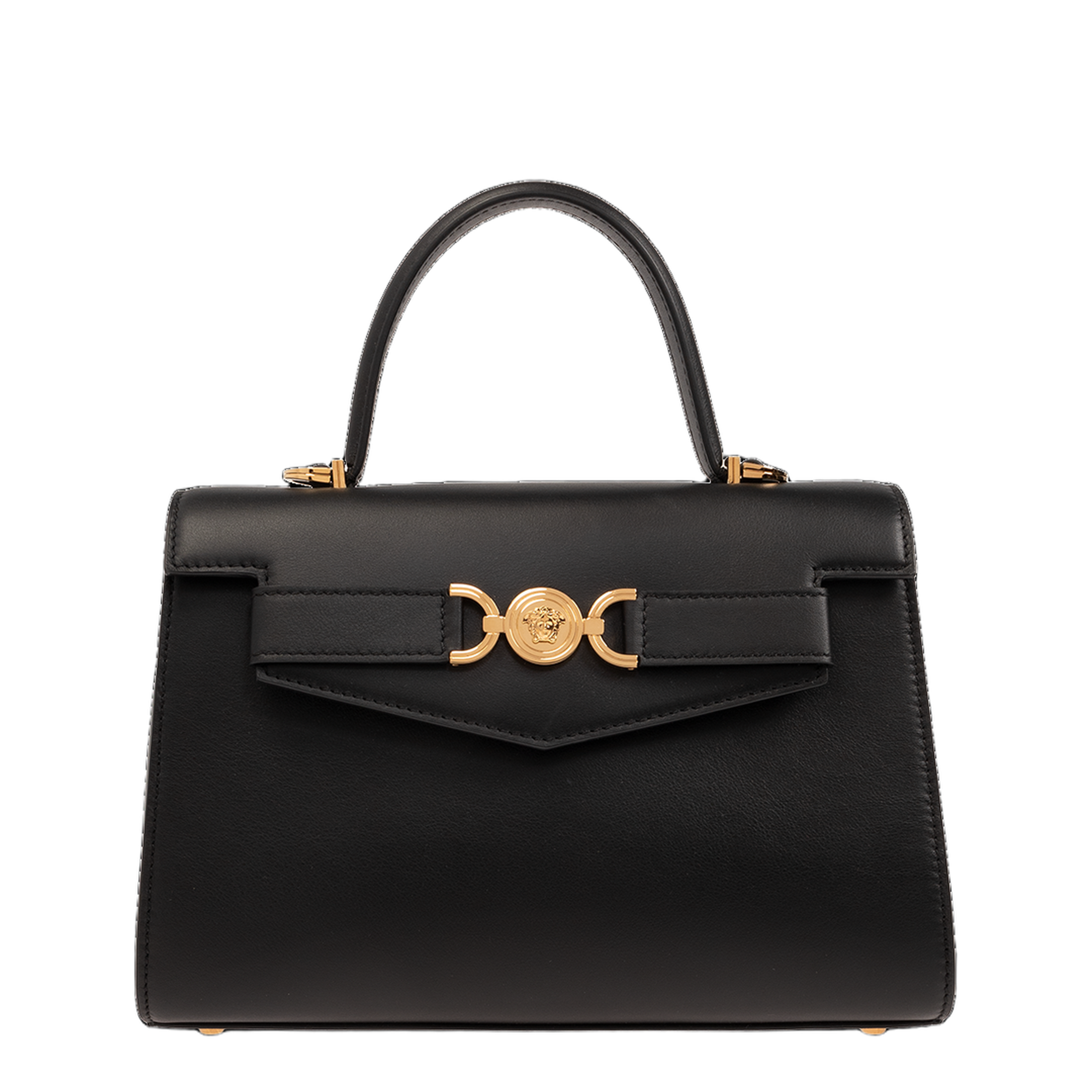 Medusa '95 Calf Leather Top-Handle Bag - Black+Gold - Image 1