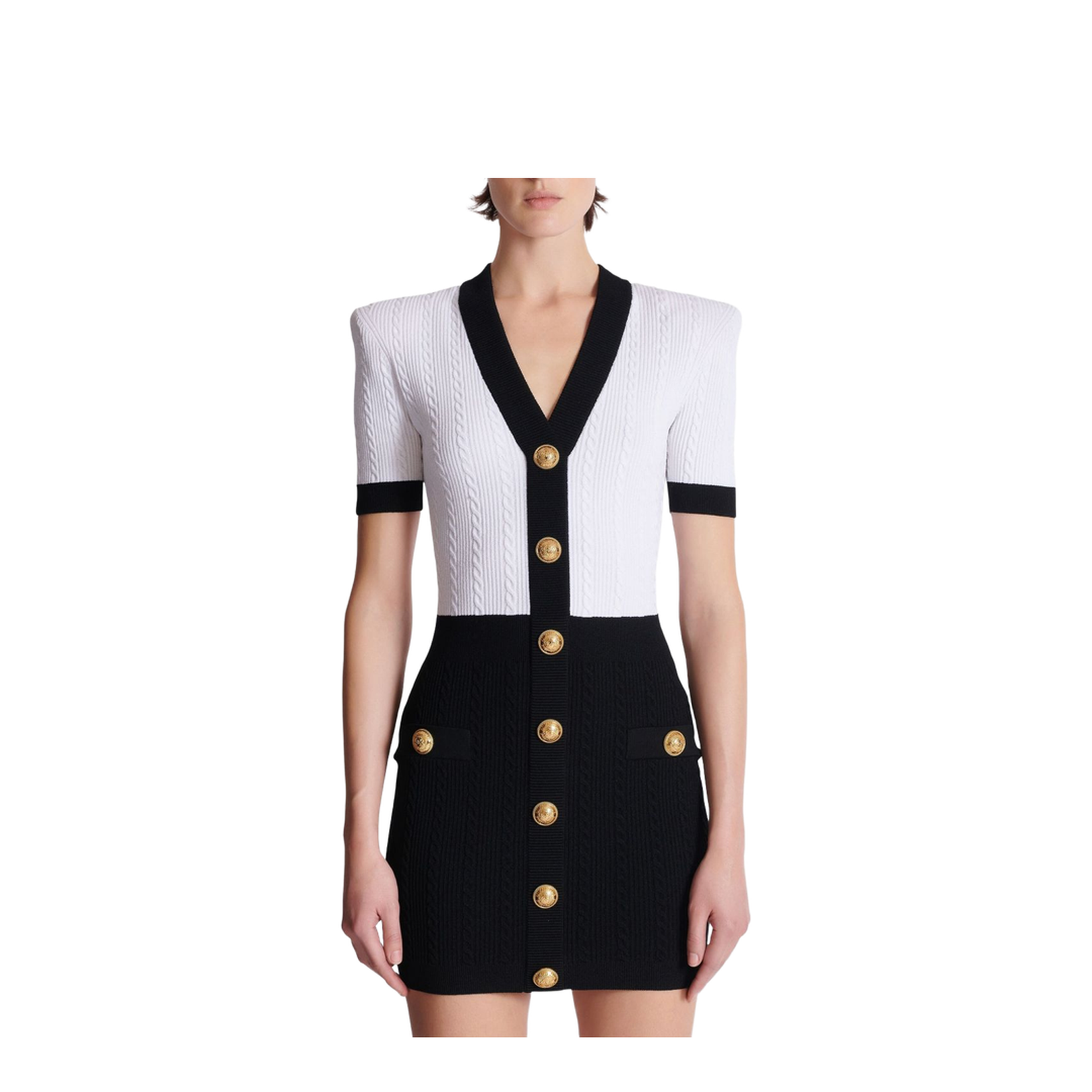 Two-tone cable-knit bodycon dress - Image 4