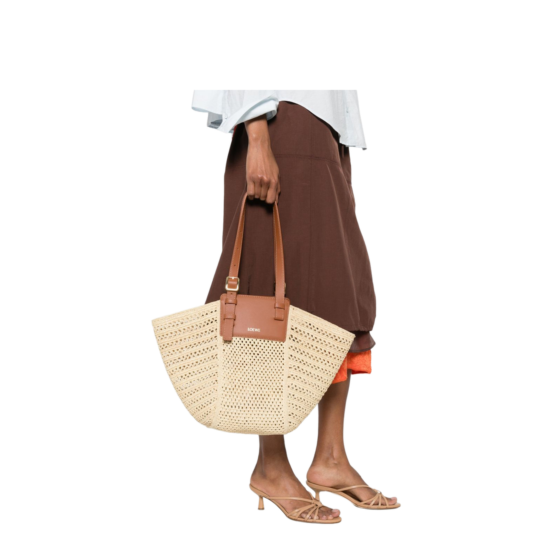 Hammock Medium Raffia/Calfskin Cabas - Natural/Tan - Image 5