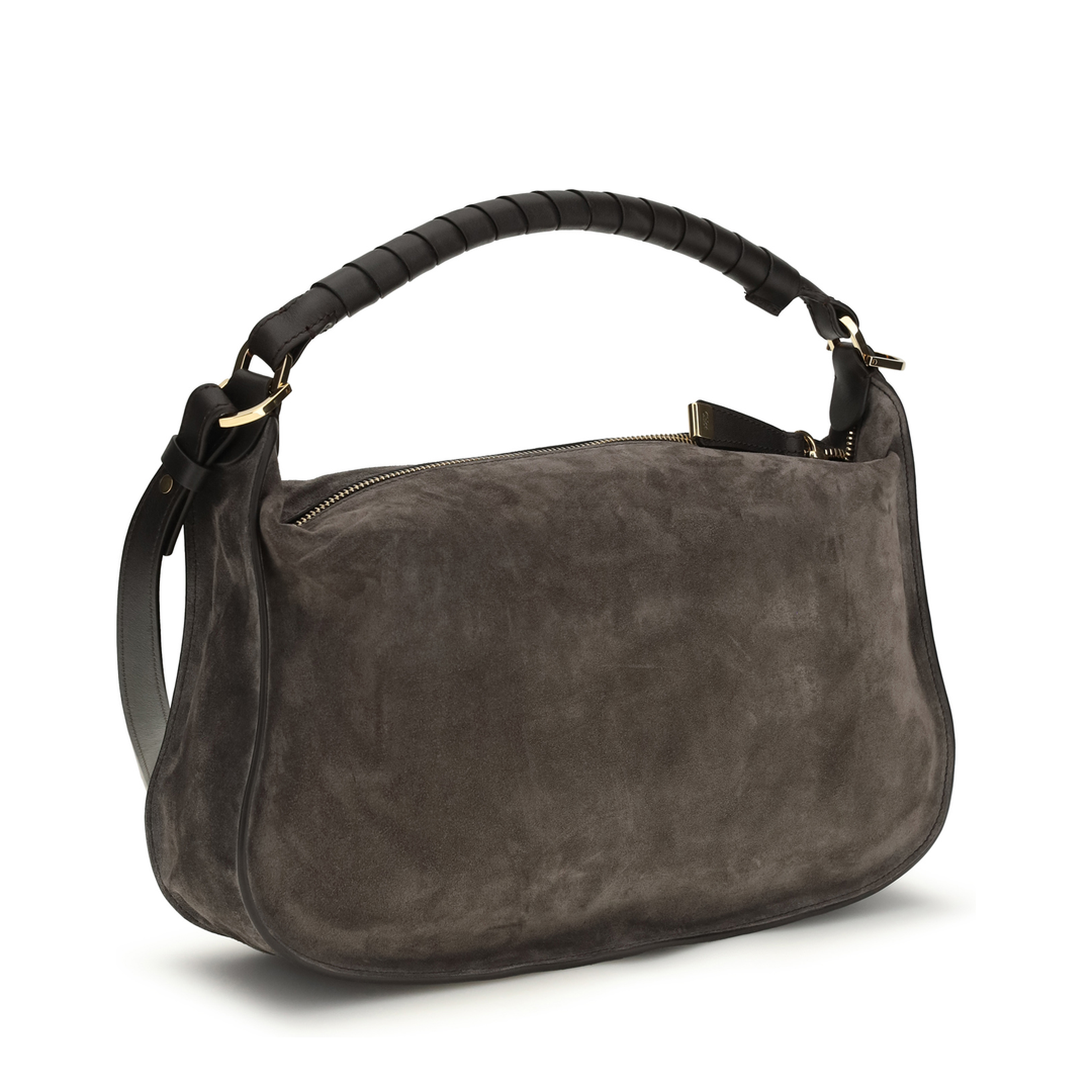 Marcie Small Calf Suede Shoulder Bag - Brown - Image 3