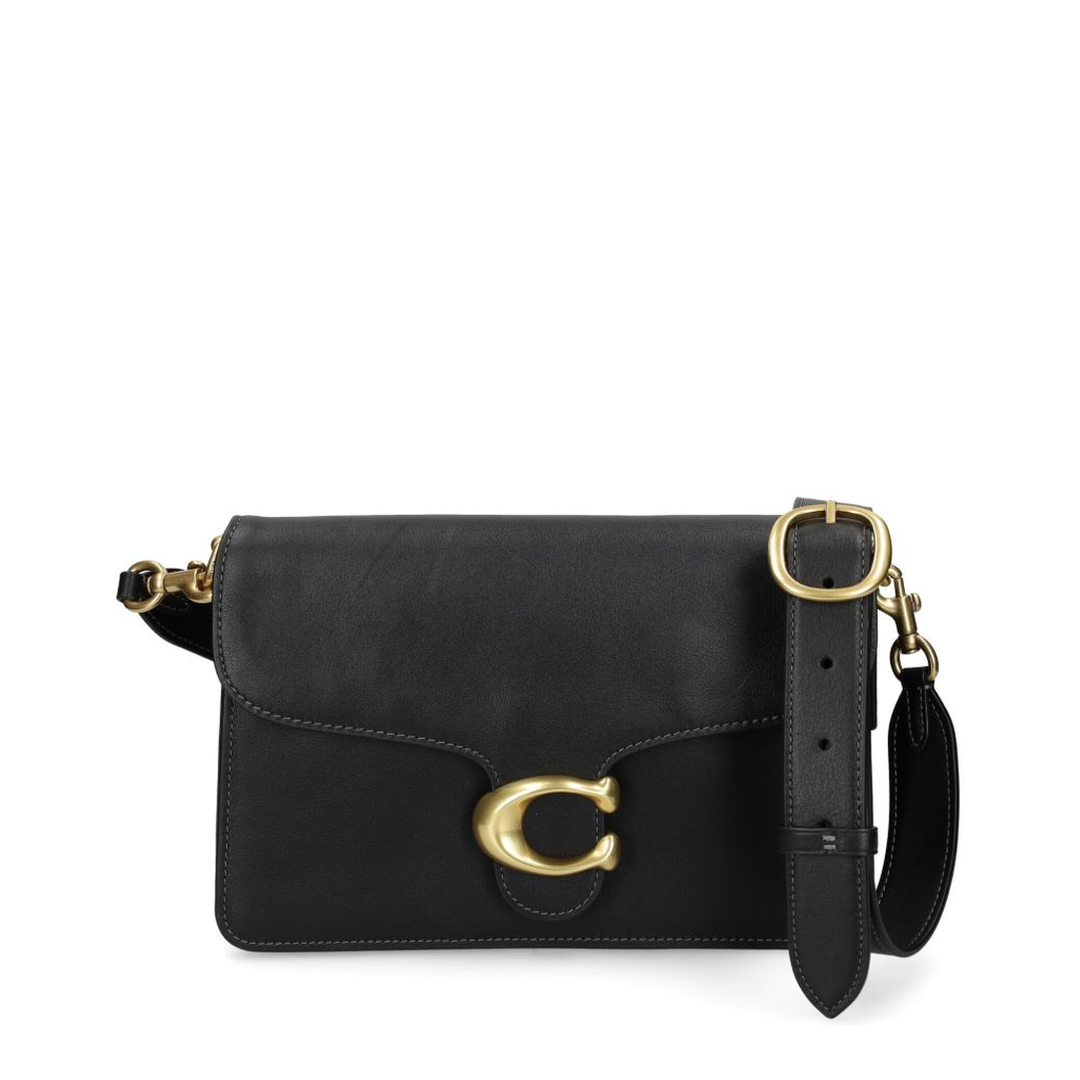 Tabby One Size Soft Grain Leather Shoulder Bag - Brass/Black - Image 3