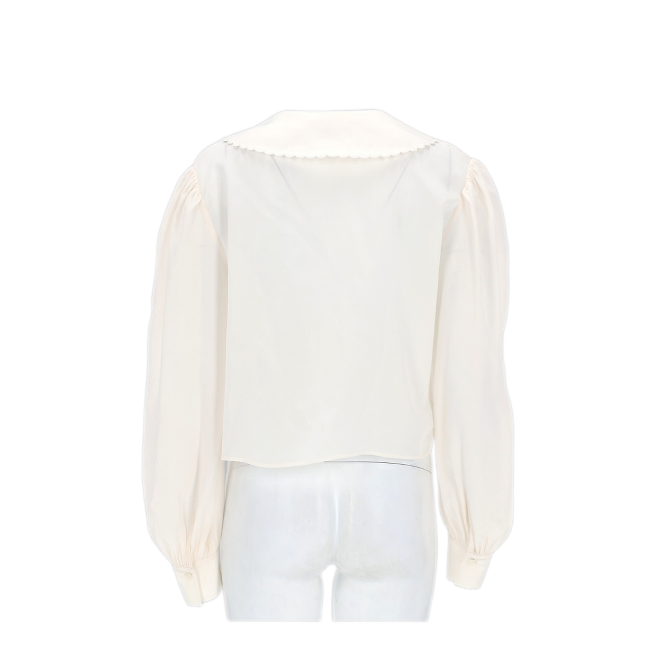 Blouse with Puff Sleeves in Crêpe de Chine - Image 2
