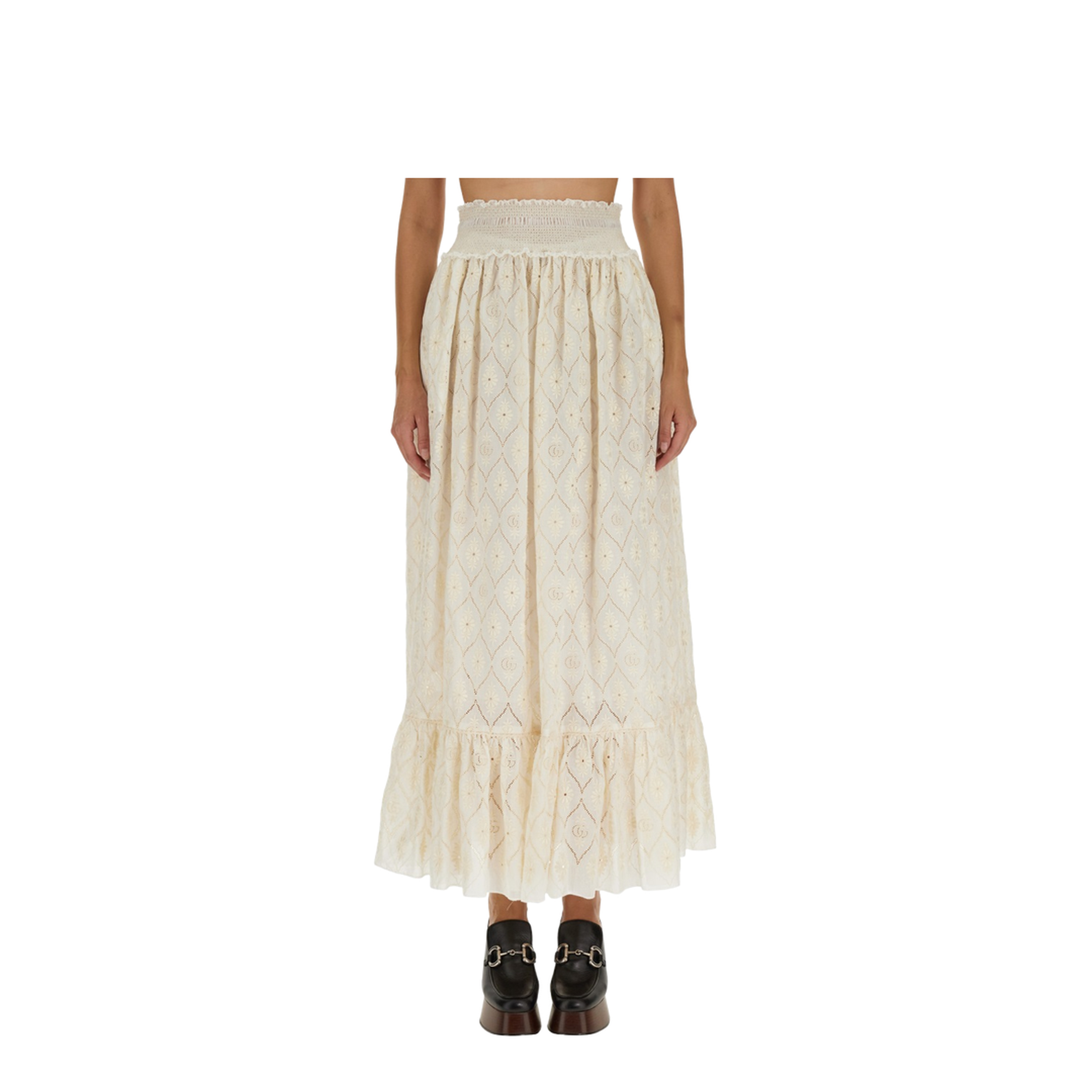 Floral Broderie Anglaise Skirt - Image 1