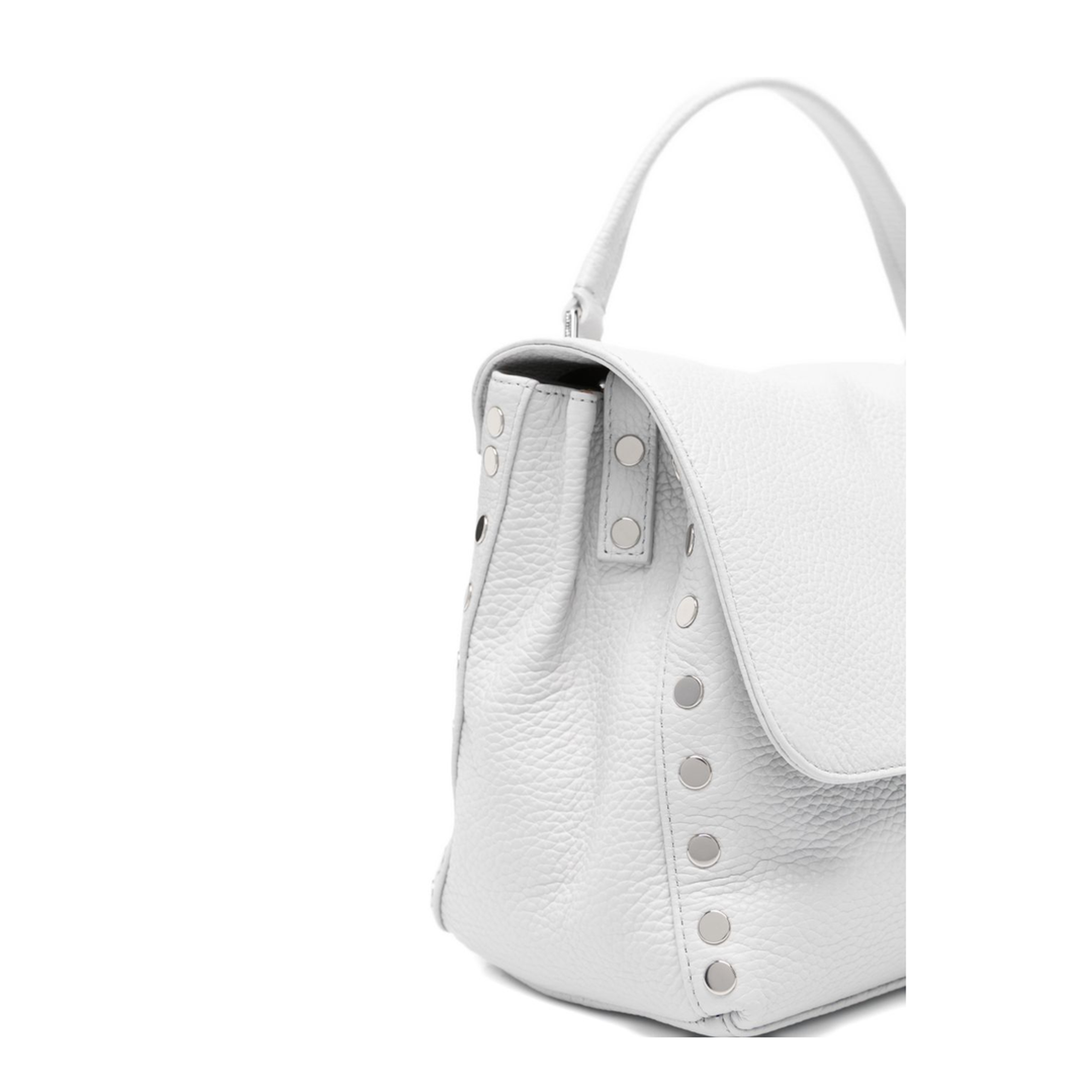 Postina Small Hammered Leather Top Handle Bag - Grey Carrara - Image 4