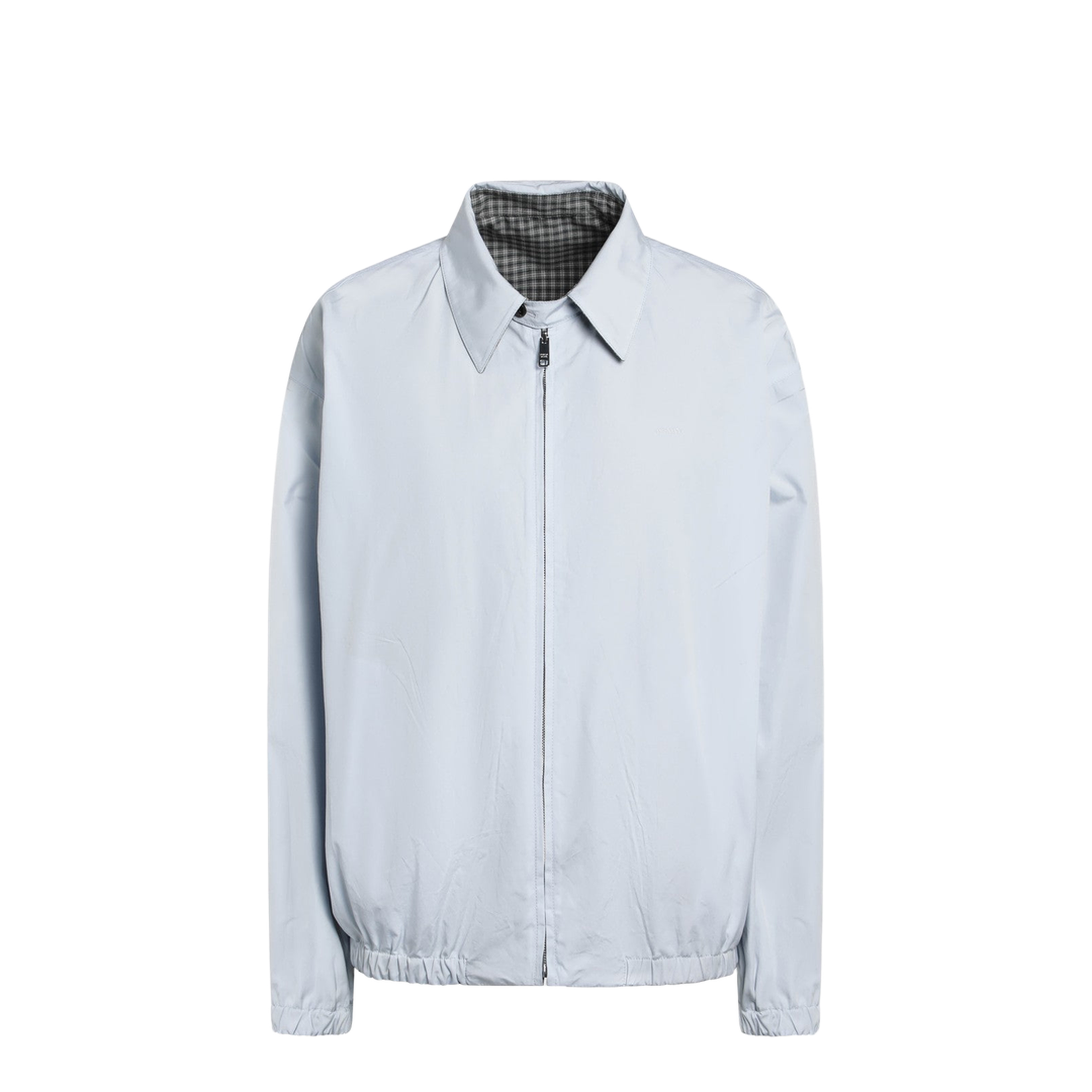 Reversible Light Blue Jacket with Check Pattern - Image 1