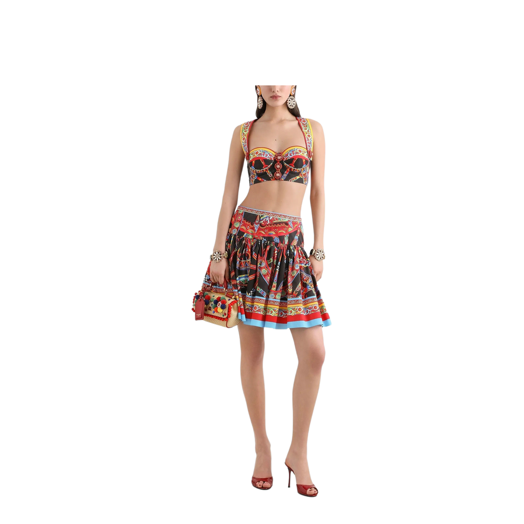 Mini Skirt in Poplin Carretto Print - Image 2