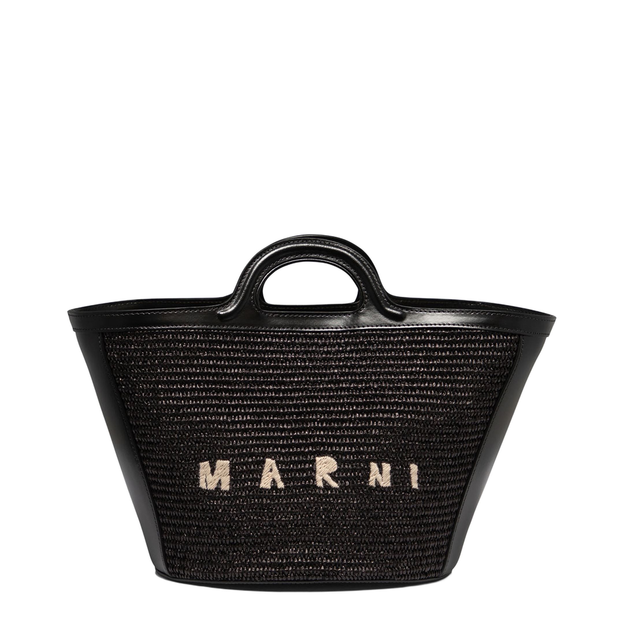 Tropicalia Small Raffia-Effect Handbag - Black - Image 1