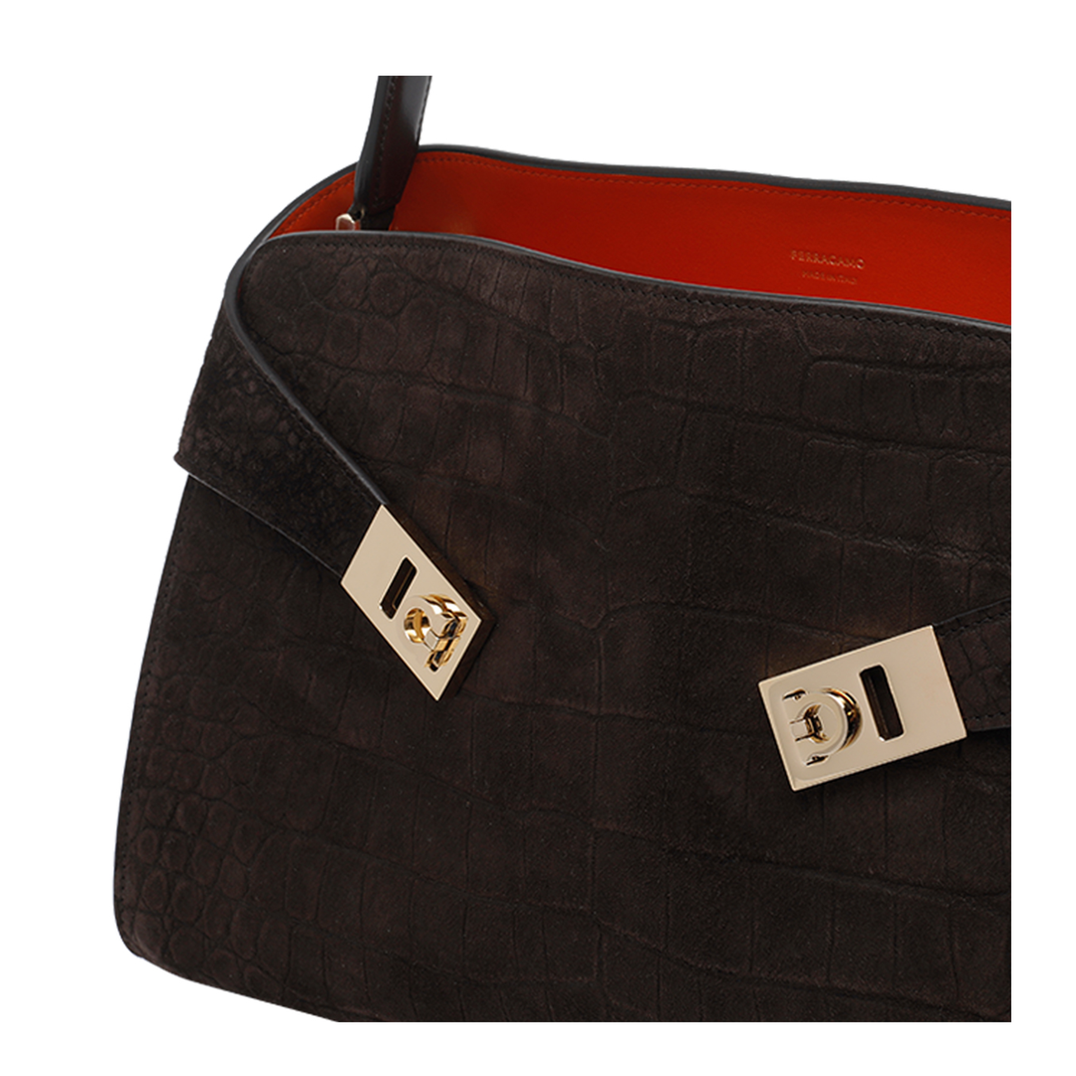 Croc Hug Soft Suede Shoulder Bag - Testa di Moro - Image 4
