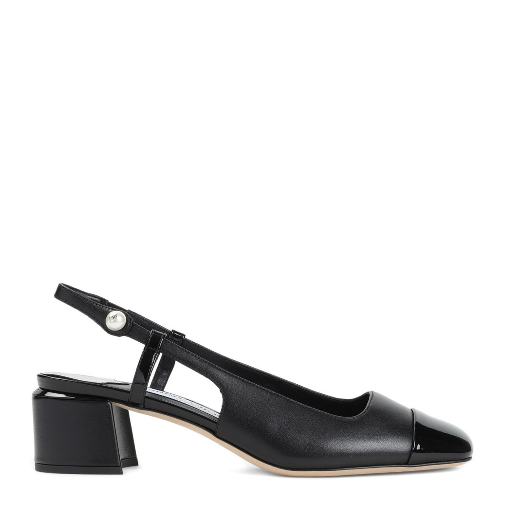 Black Nappa and Patent Leather Pumps - Image 1