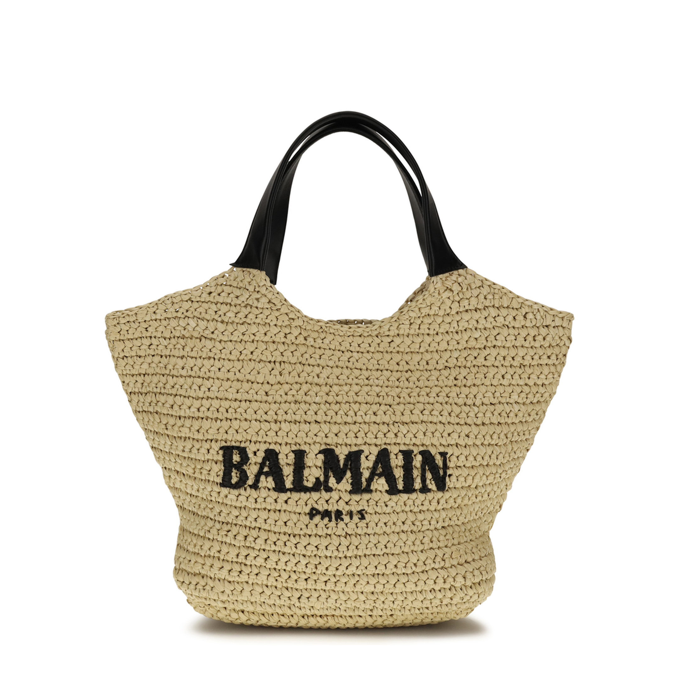 Le Panier Medium Raffia Basket Bag - Natural / Black - Image 1