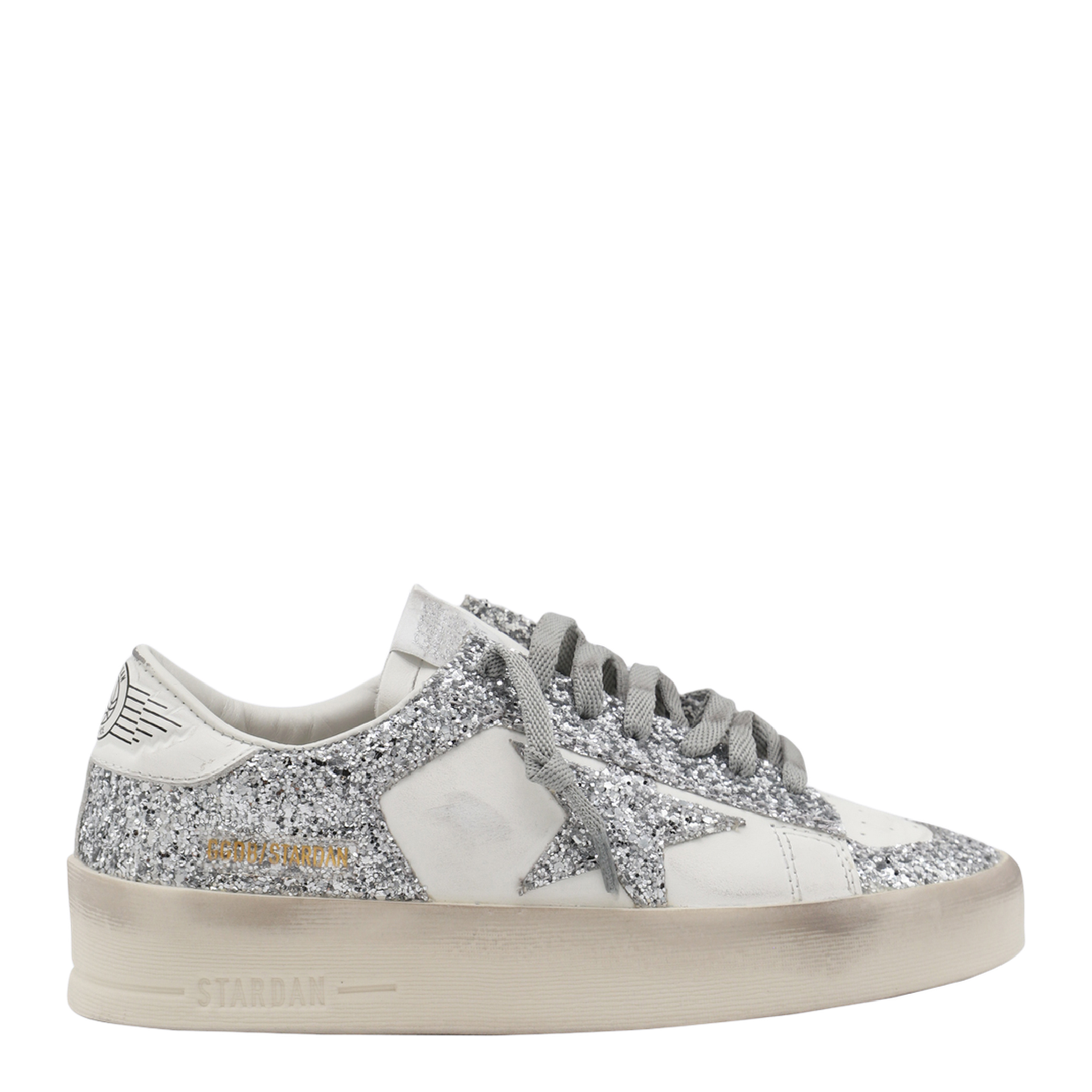 Stardan Sneakers in White and Silver Glitter - Image 5