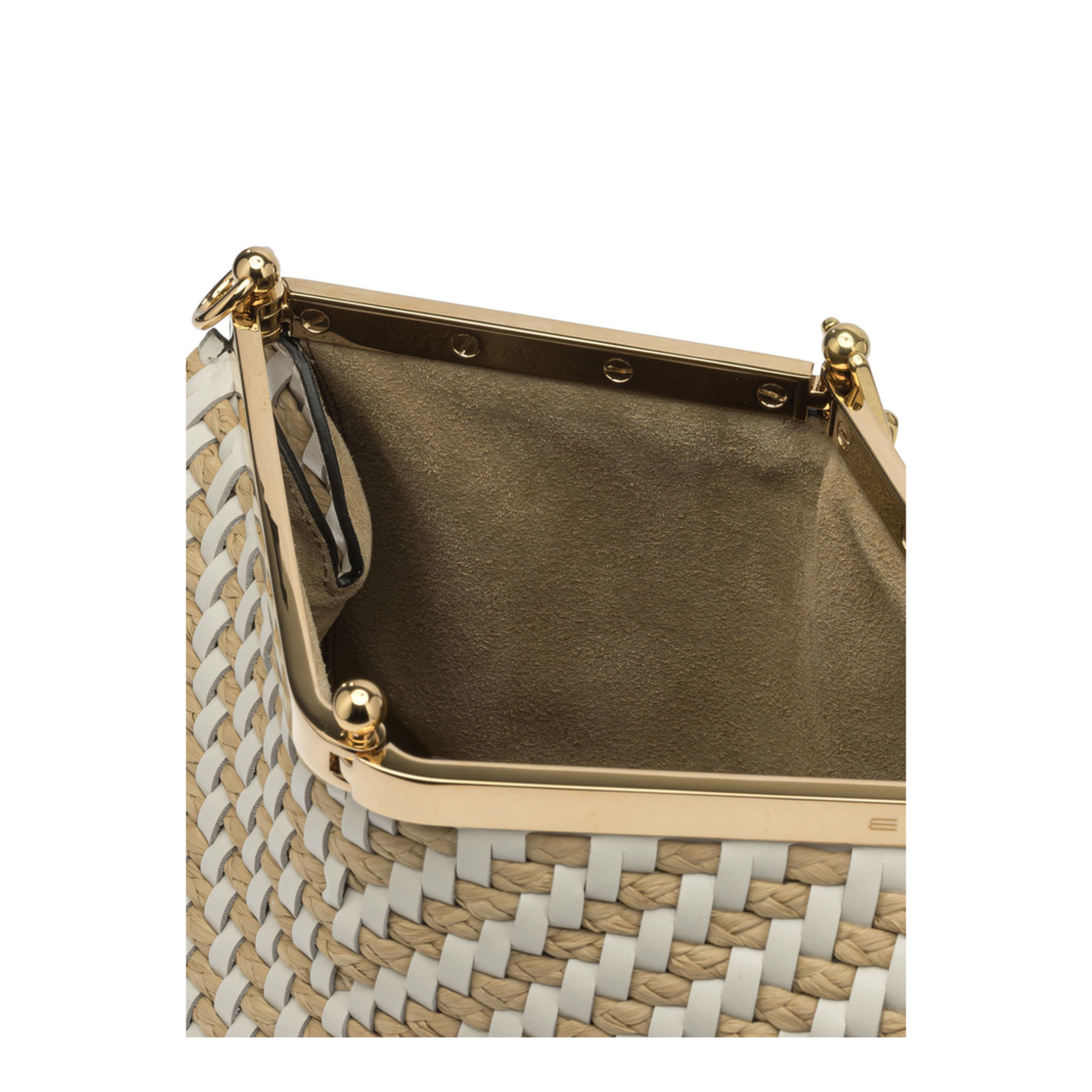 Vela Medium Woven Leather and Raffia Shoulder Bag - White - Image 5