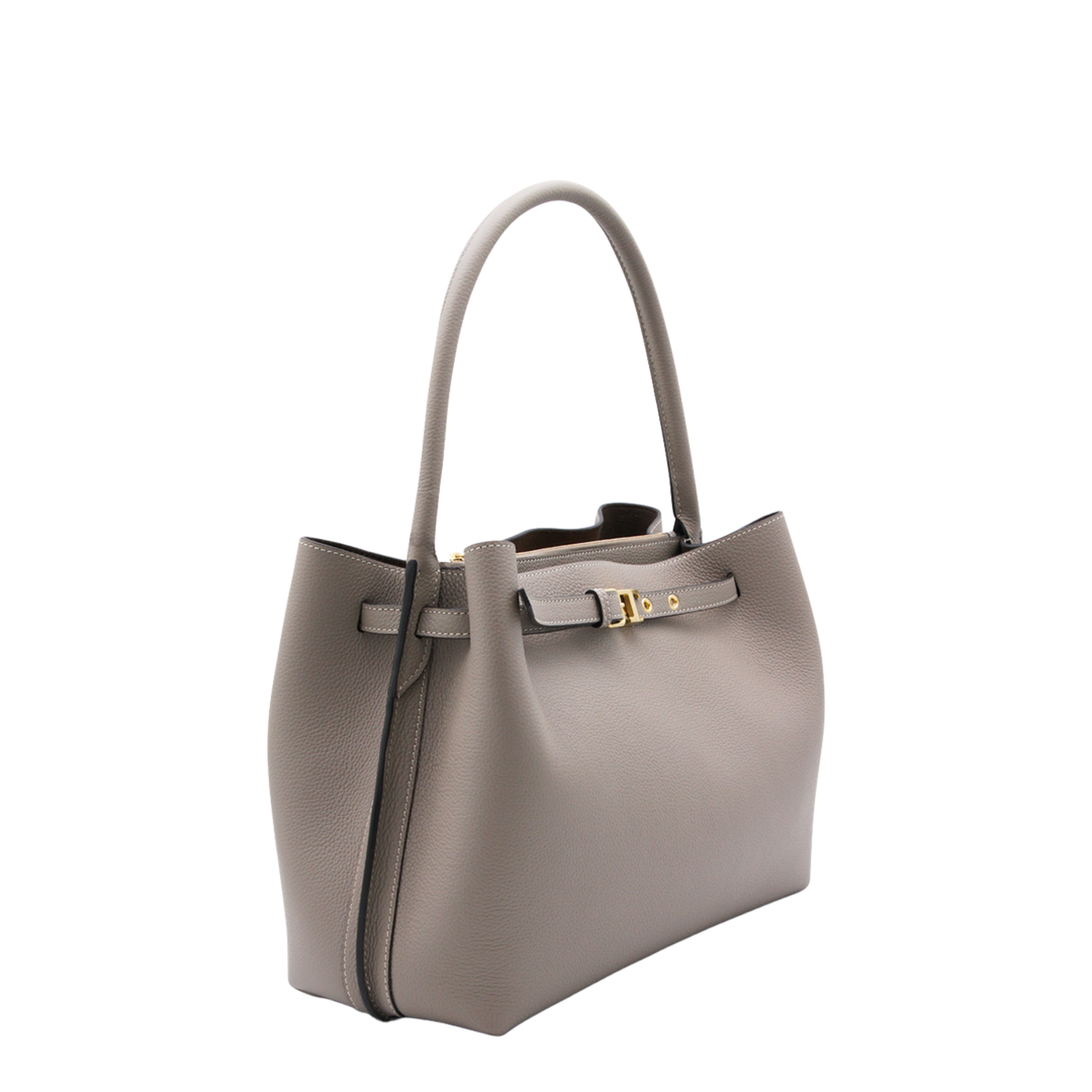 T Timeless Small Calf Leather Tote Bag - Beige Taupe - Image 4