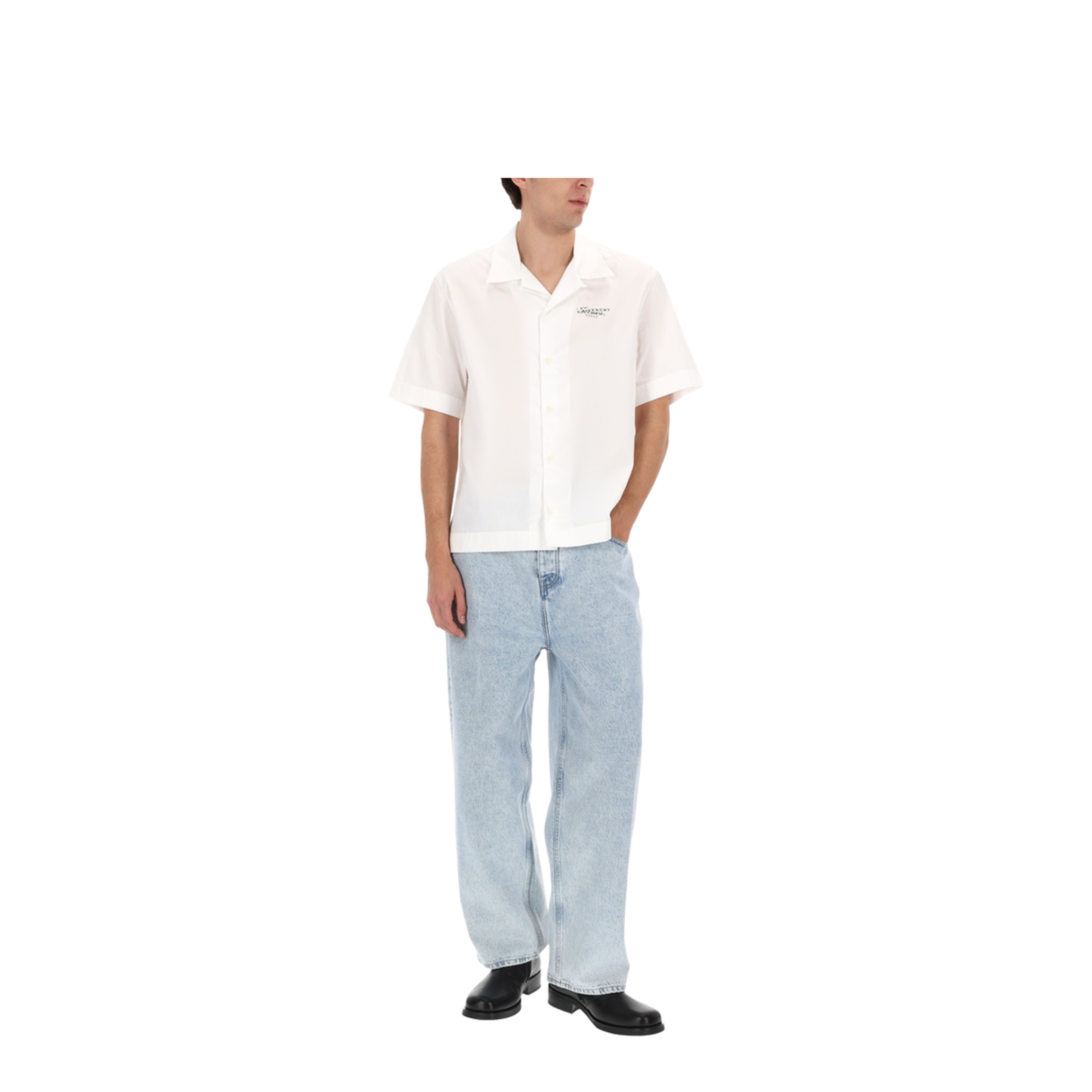 White Poplin Shirt with Logo Print - Image 2