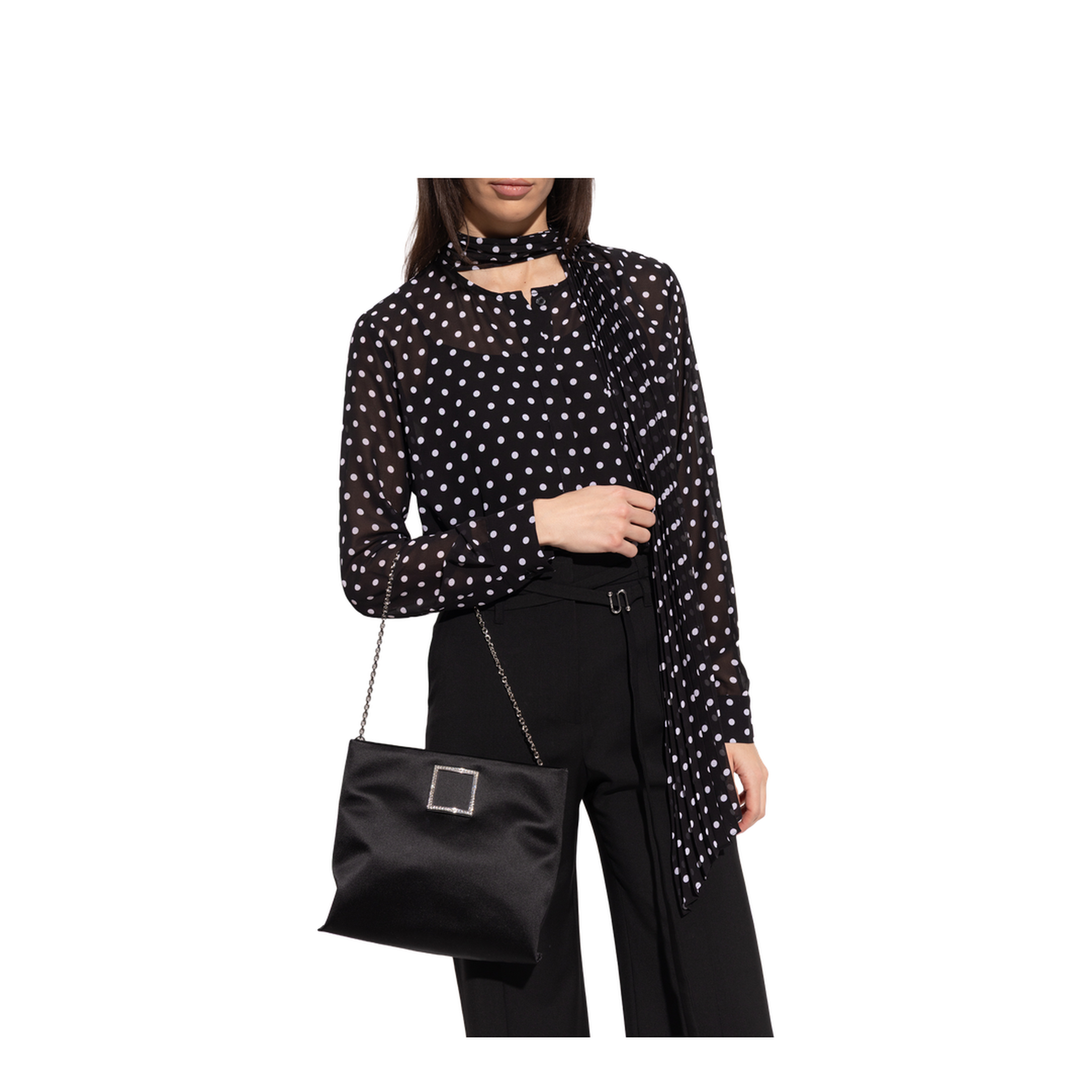 Trompette Silk Blend Satin Clutch - Black - Image 2