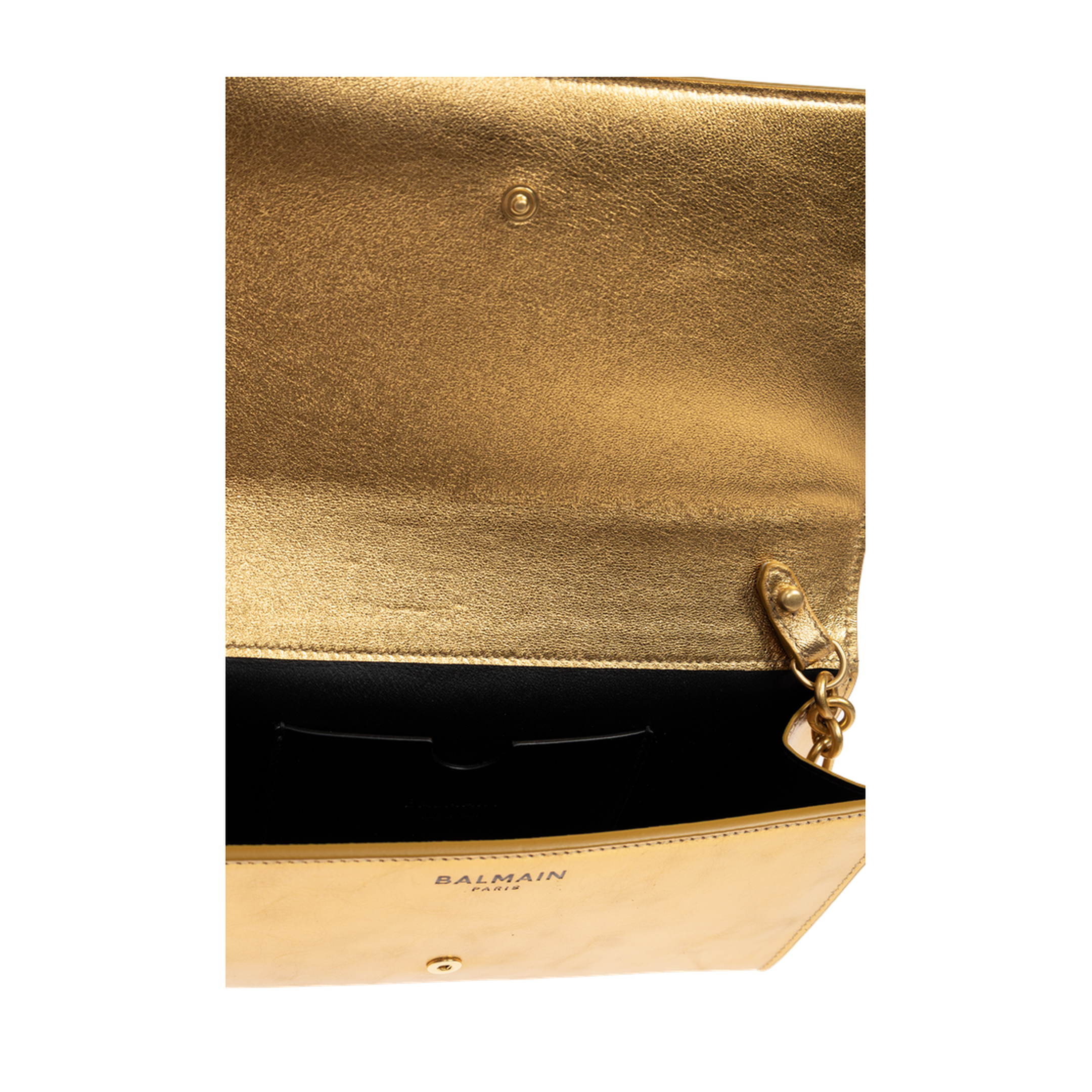 Shuffle Lamé Leather Wallet on Chain - Gold - Image 4