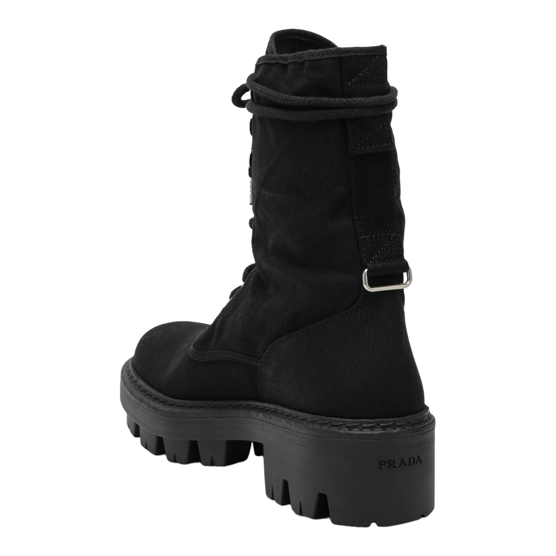 Black Canvas Lace-Up Ankle Boots - Image 2