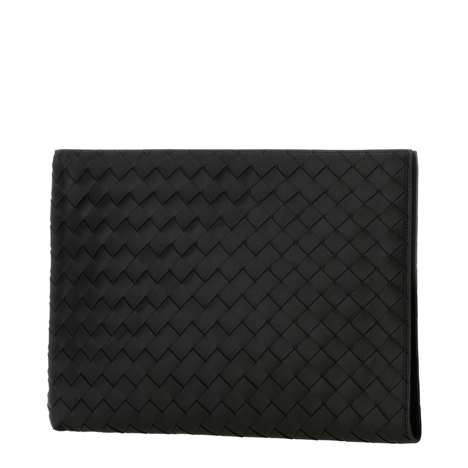 Intrecciato Flat Leather Pouch - Black - Image 1
