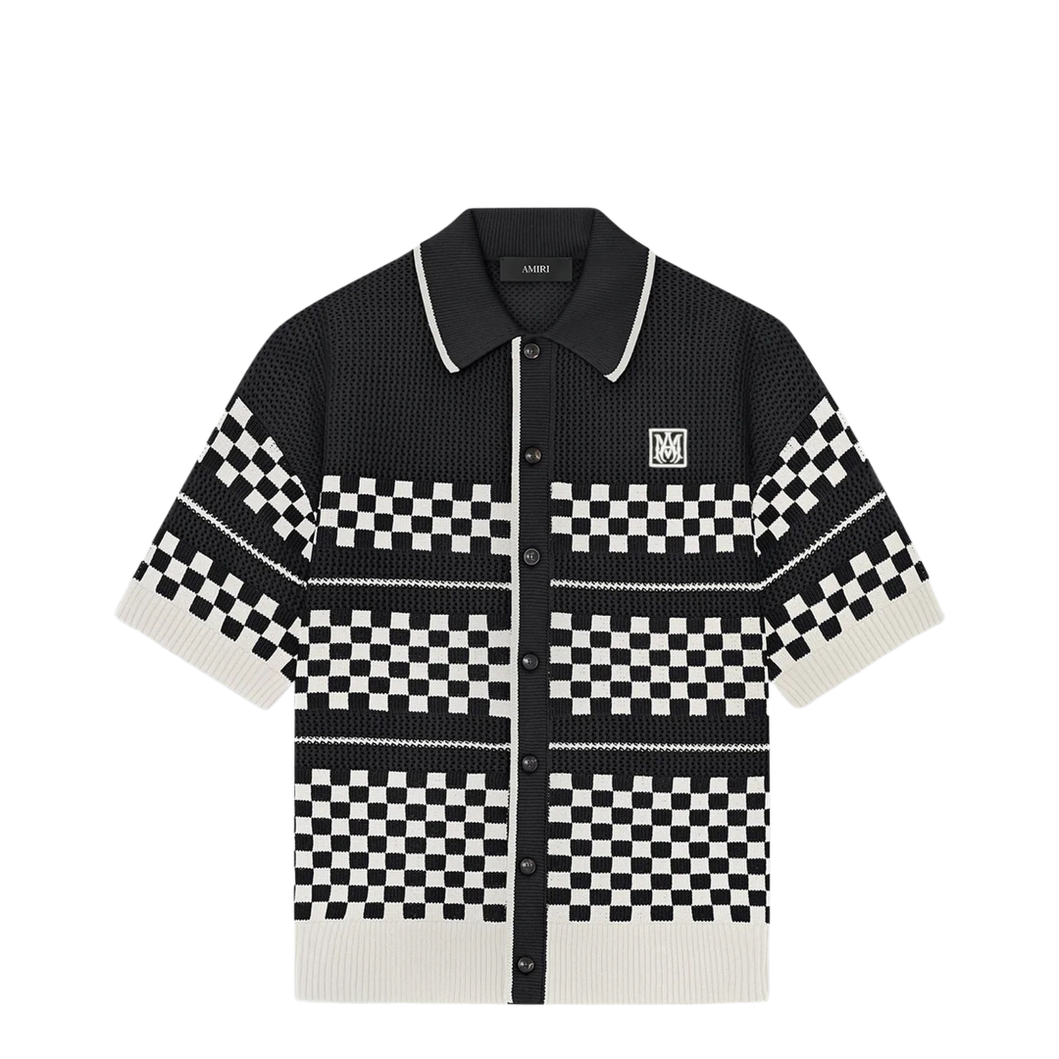 Checkered Mesh Sweater with Logo Embroidery - Image 1
