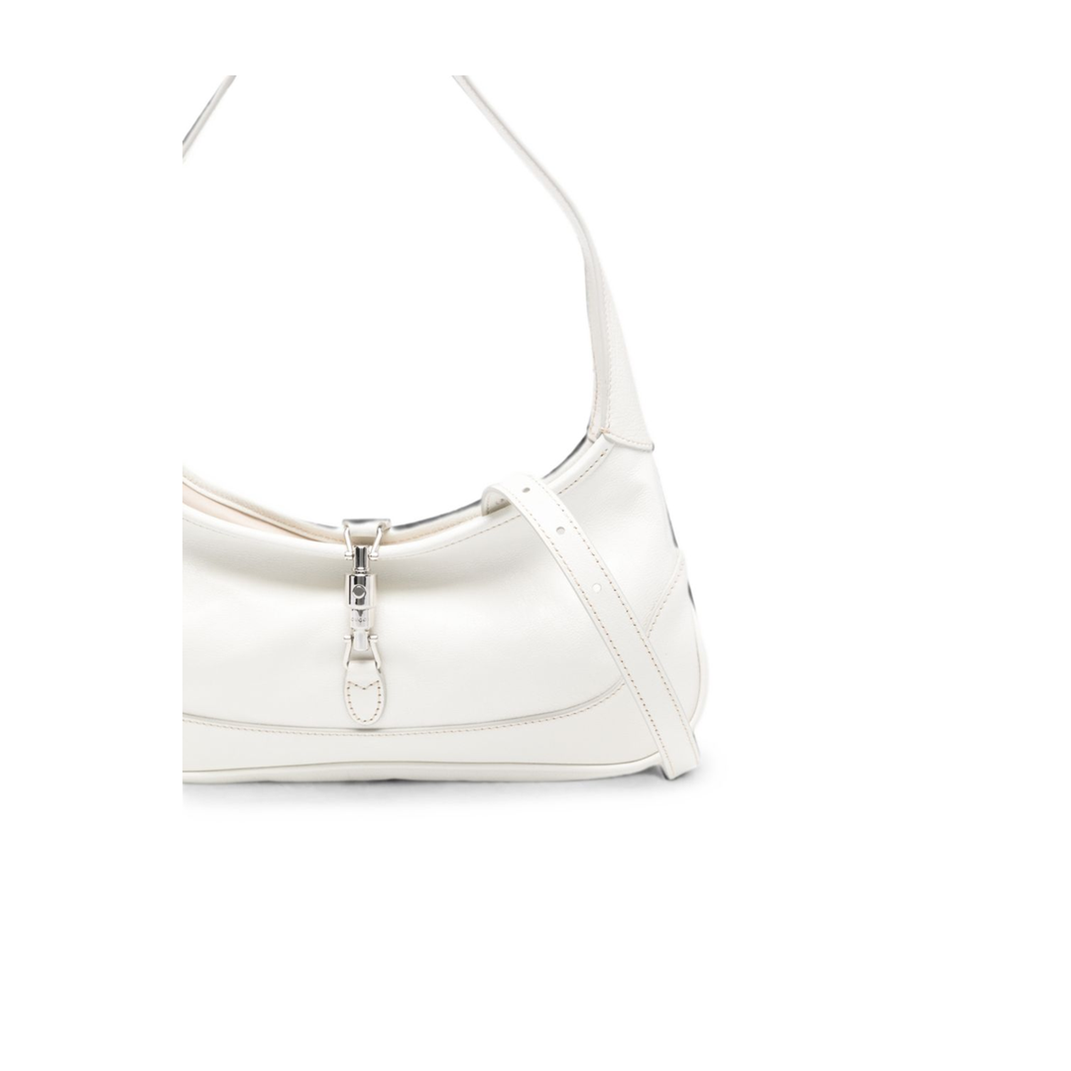 Jackie Slim Medium Soft Grain Leather Shoulder Bag - White - Image 5
